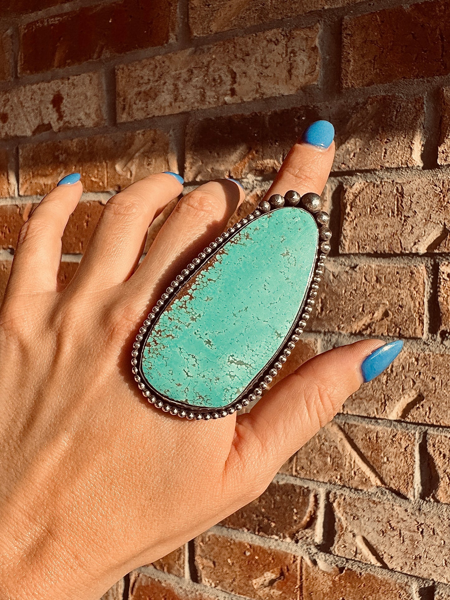 AMAZING Large Sterling Silver Turquoise Slab Ring