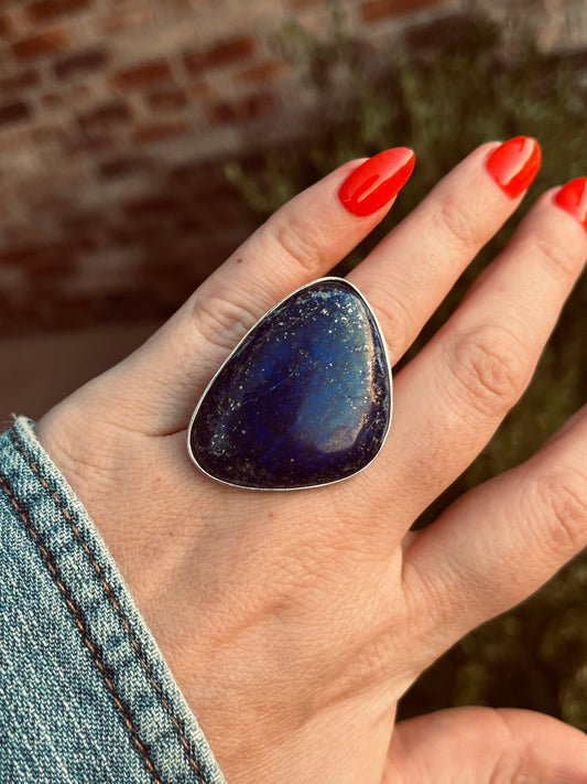Large Sterling Blue Lapis Stone Ring