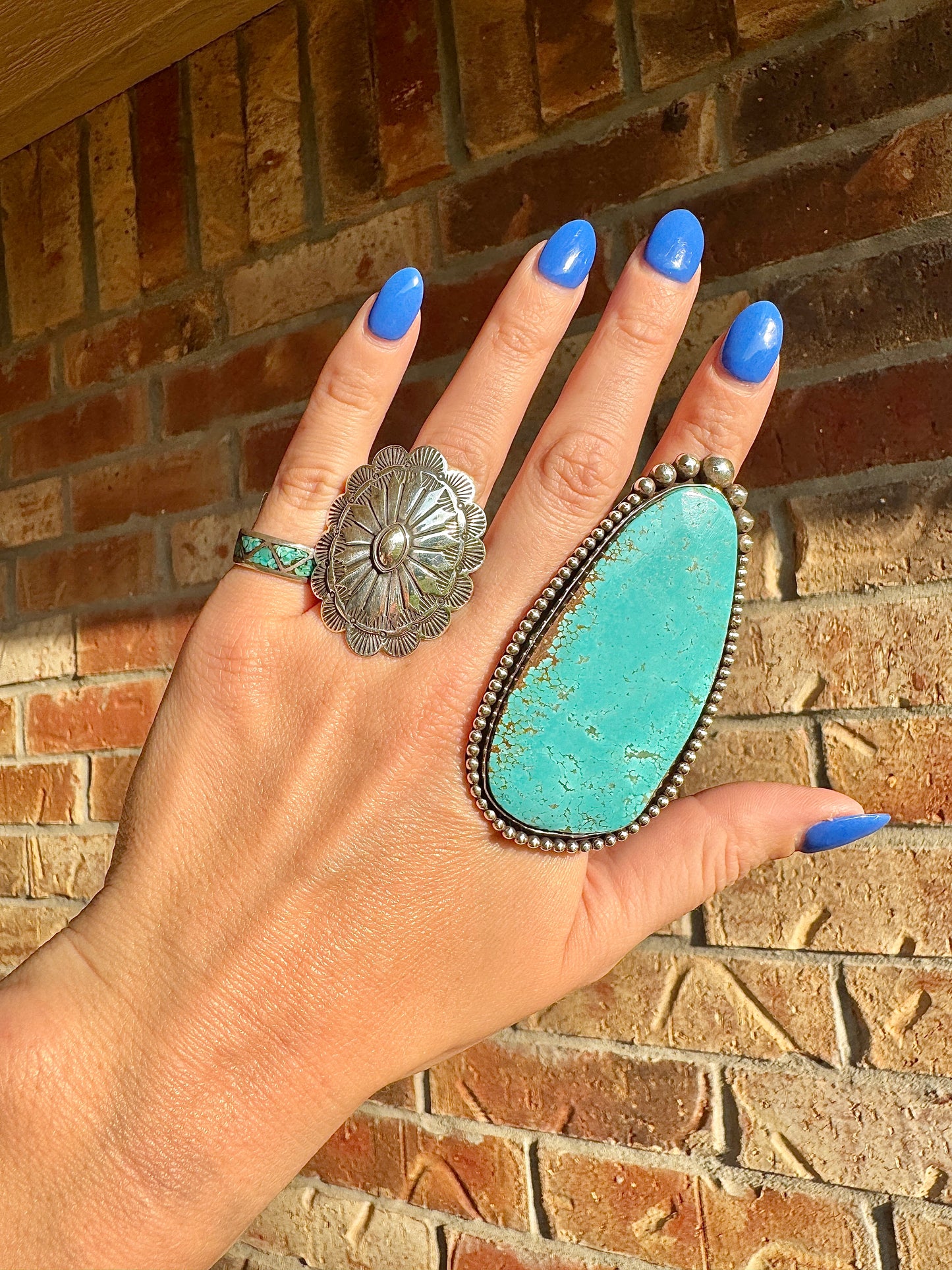 AMAZING Large Sterling Silver Turquoise Slab Ring