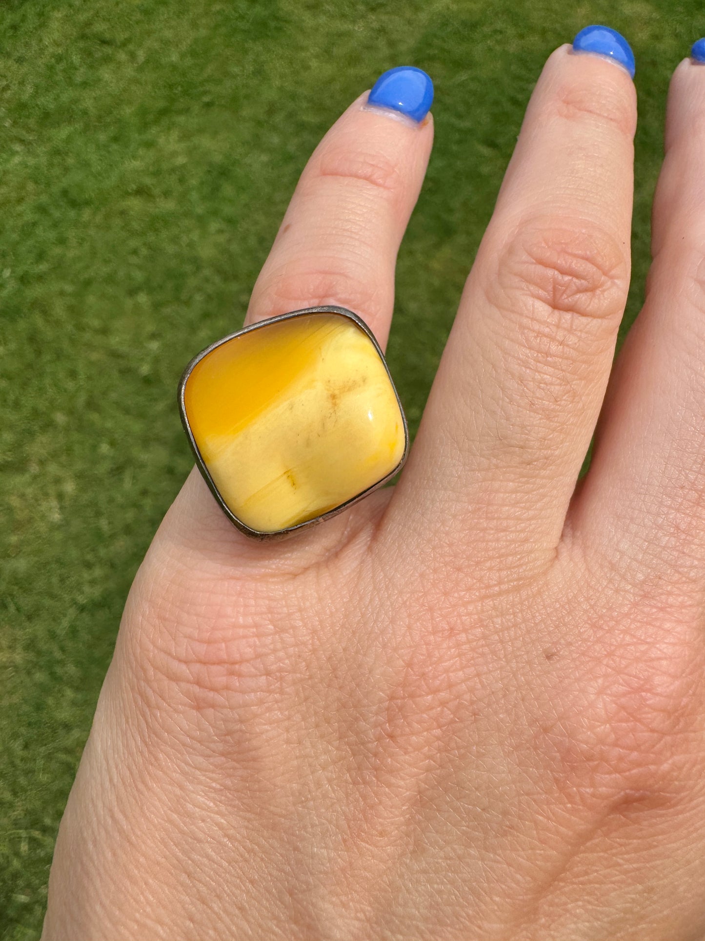 Vintage Sterling Agate Ring