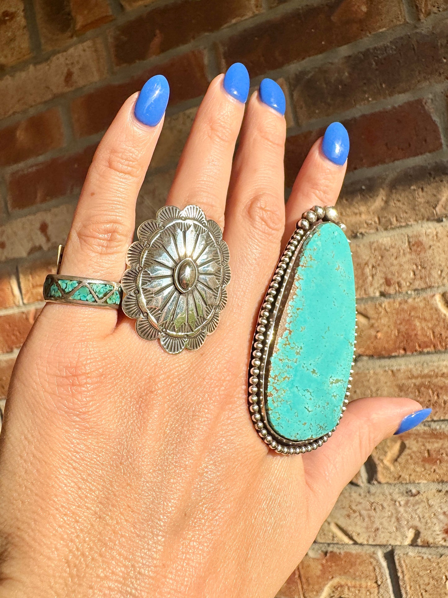AMAZING Large Sterling Silver Turquoise Slab Ring