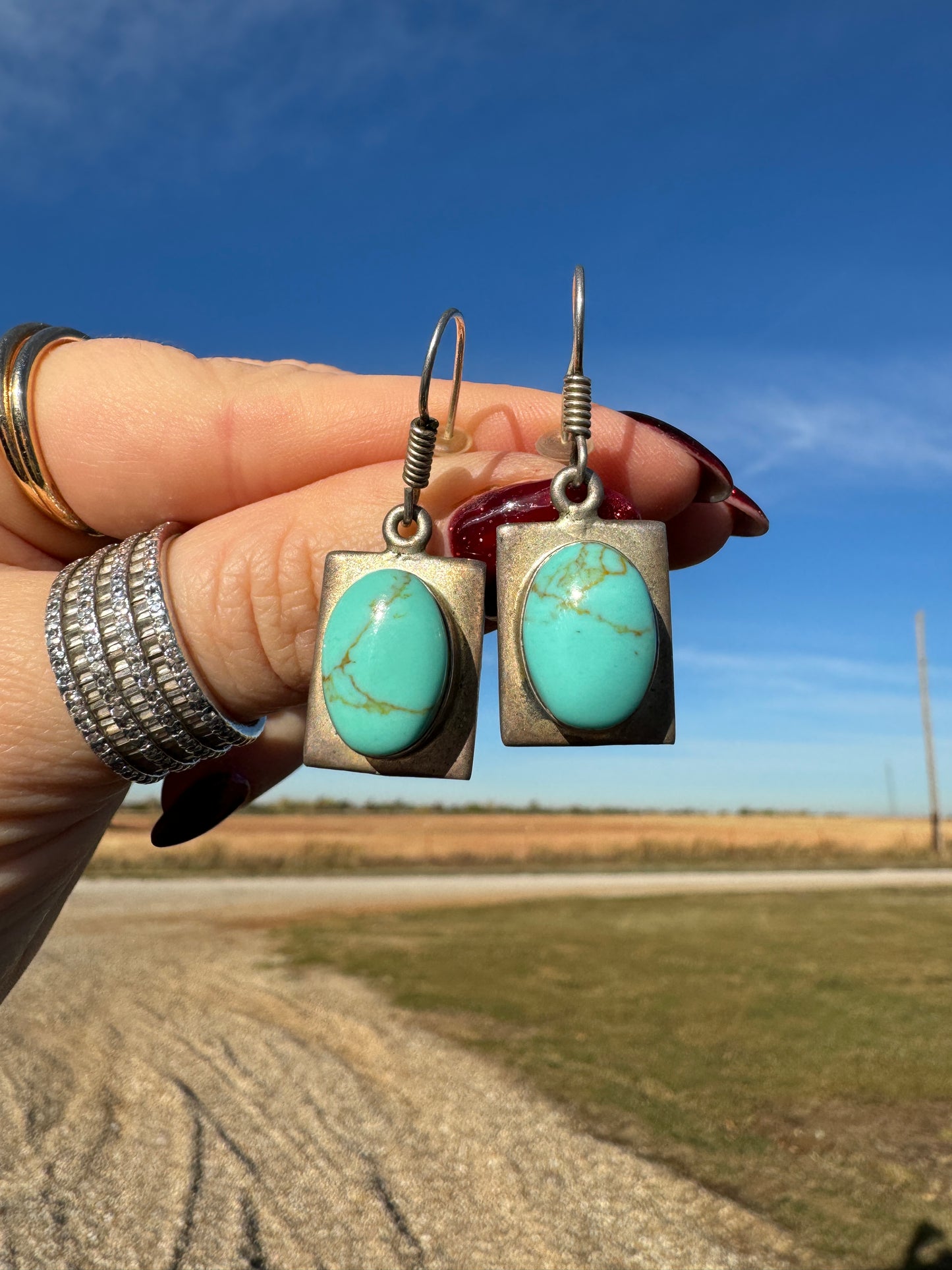 Sterling Turquoise Dangle Earrings
