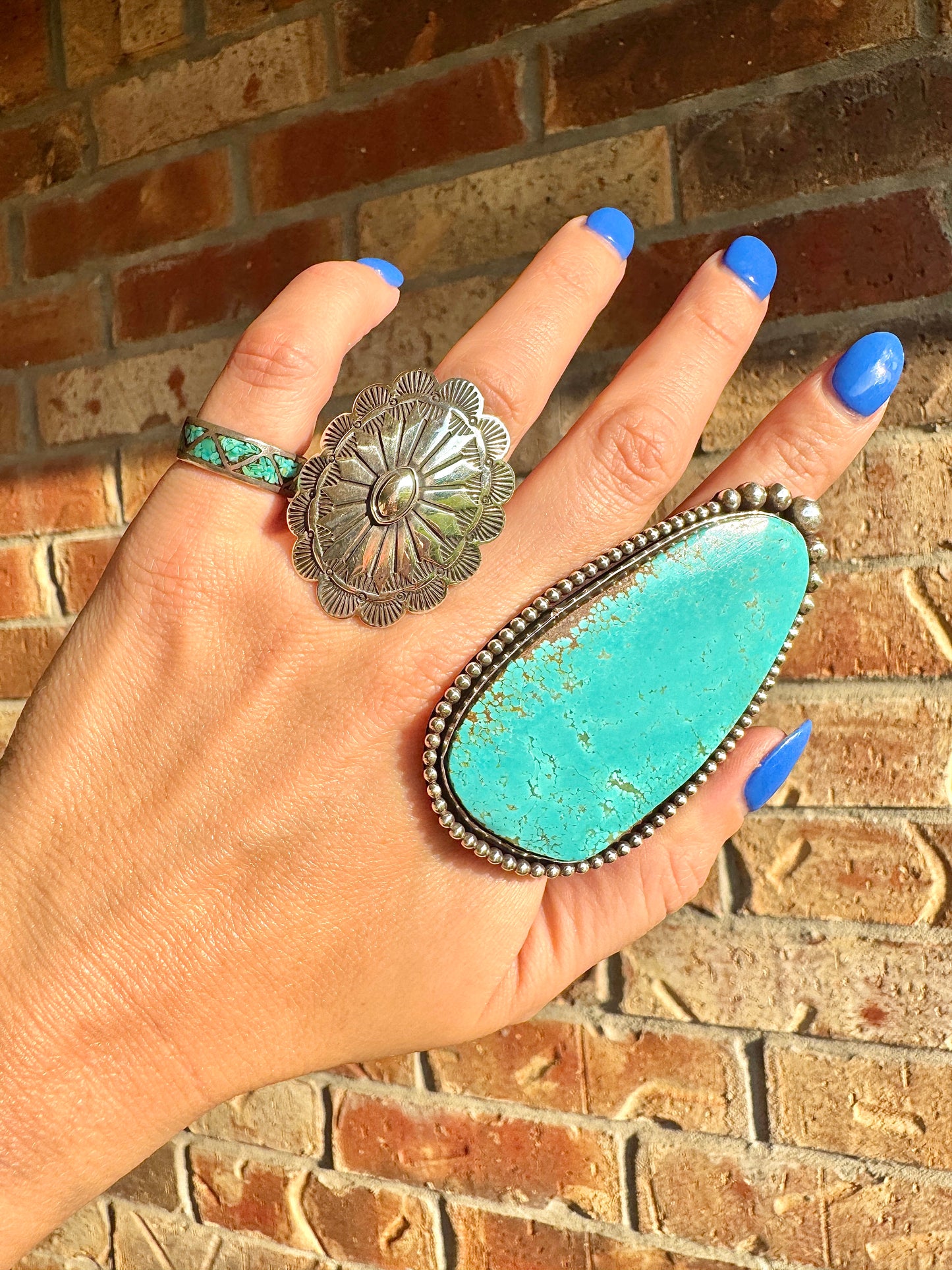 AMAZING Large Sterling Silver Turquoise Slab Ring