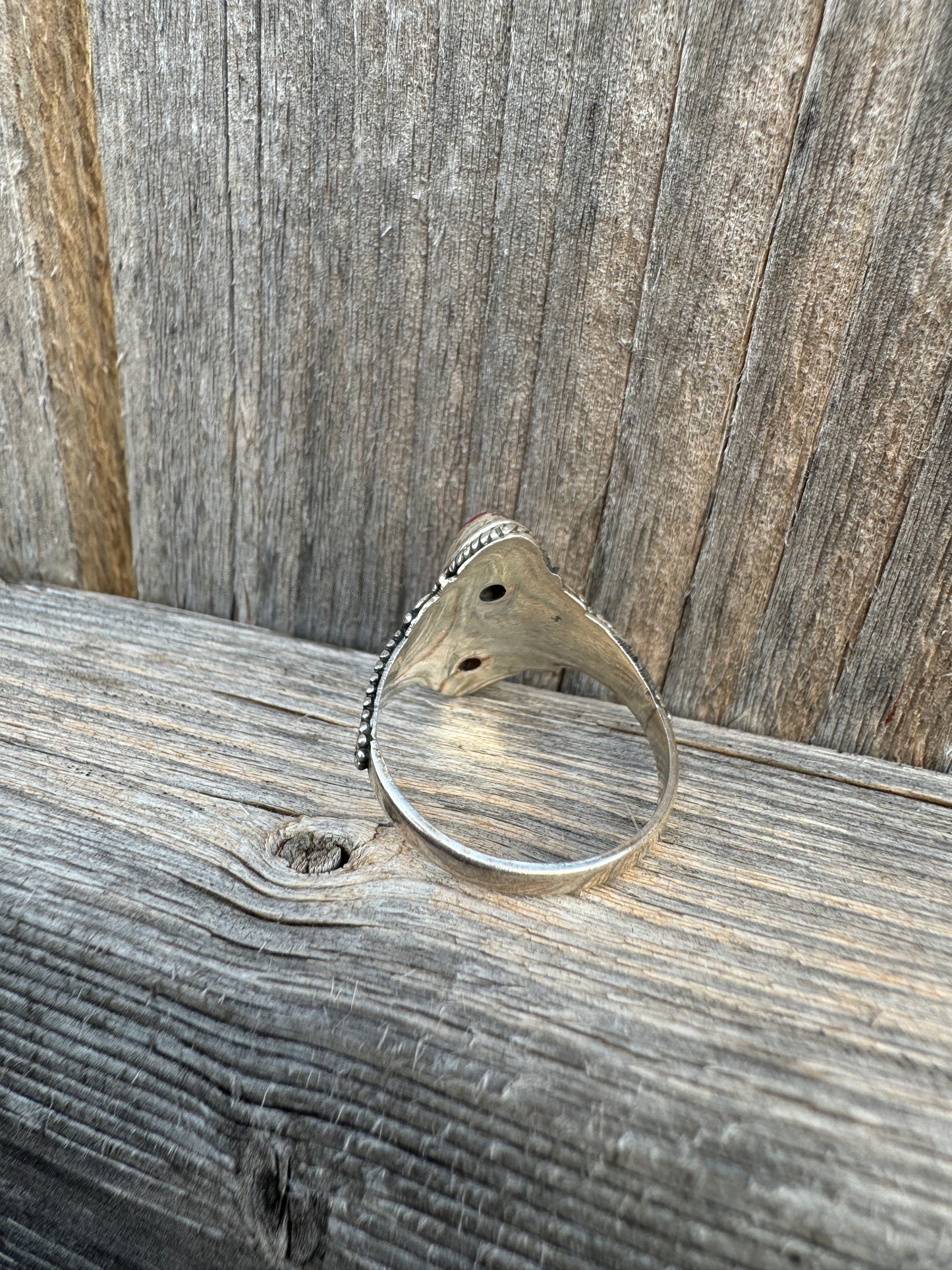 Vintage Sterling Silver Coral Ring