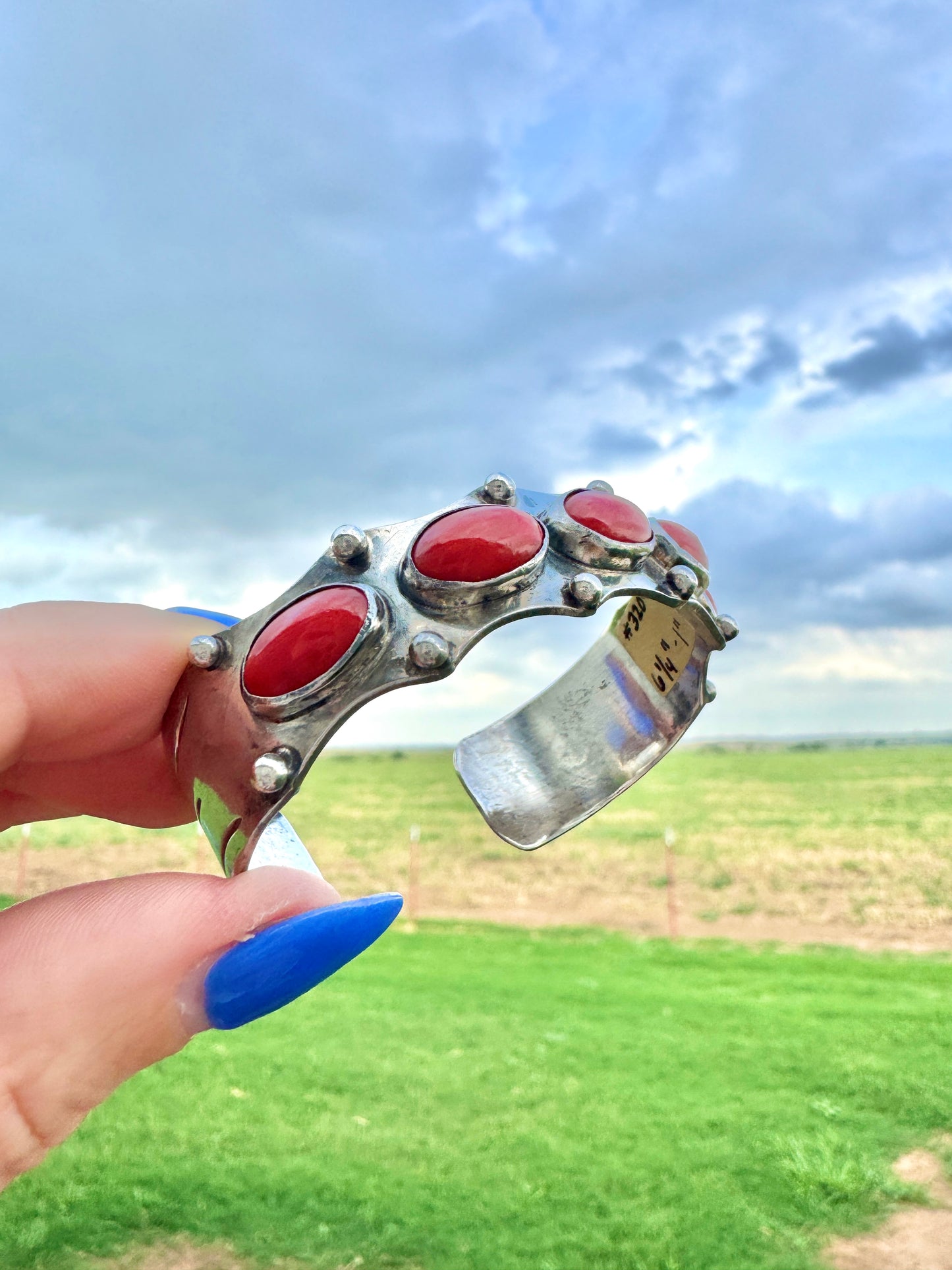 Sterling Silver Coral Cuff Bracelet