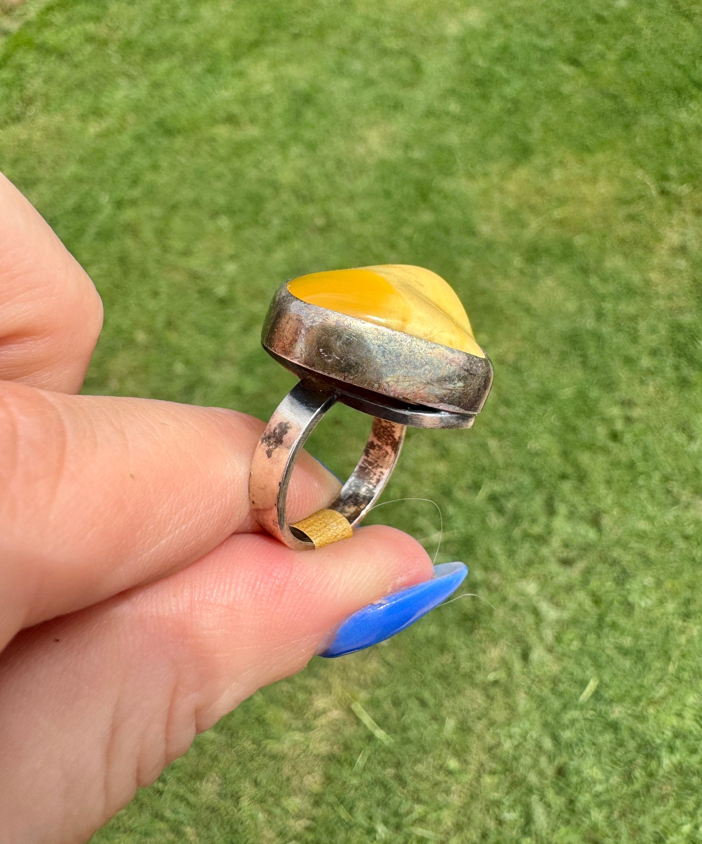 Vintage Sterling Agate Ring