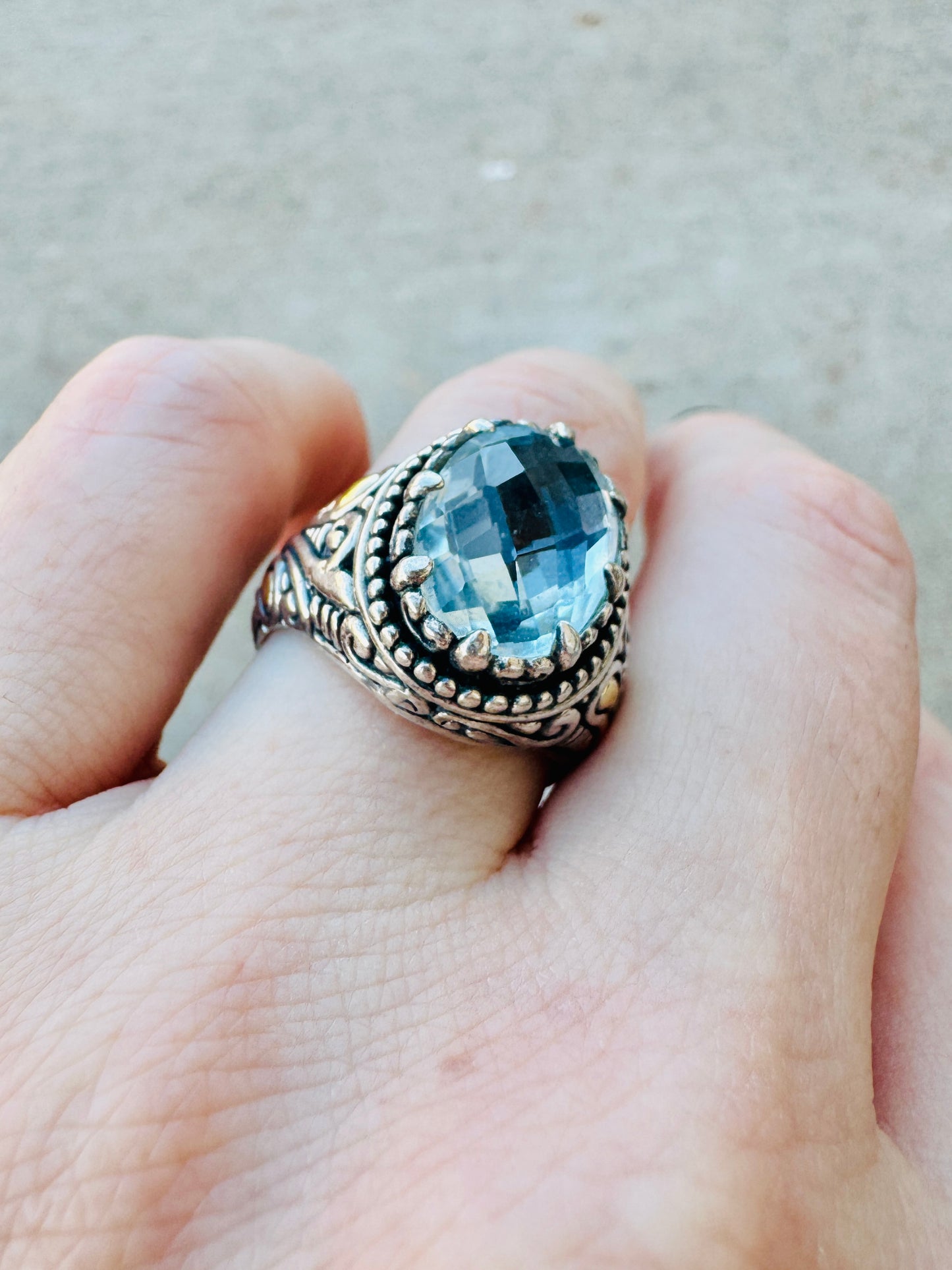 18k and Sterling Silver Blue Topaz Ring