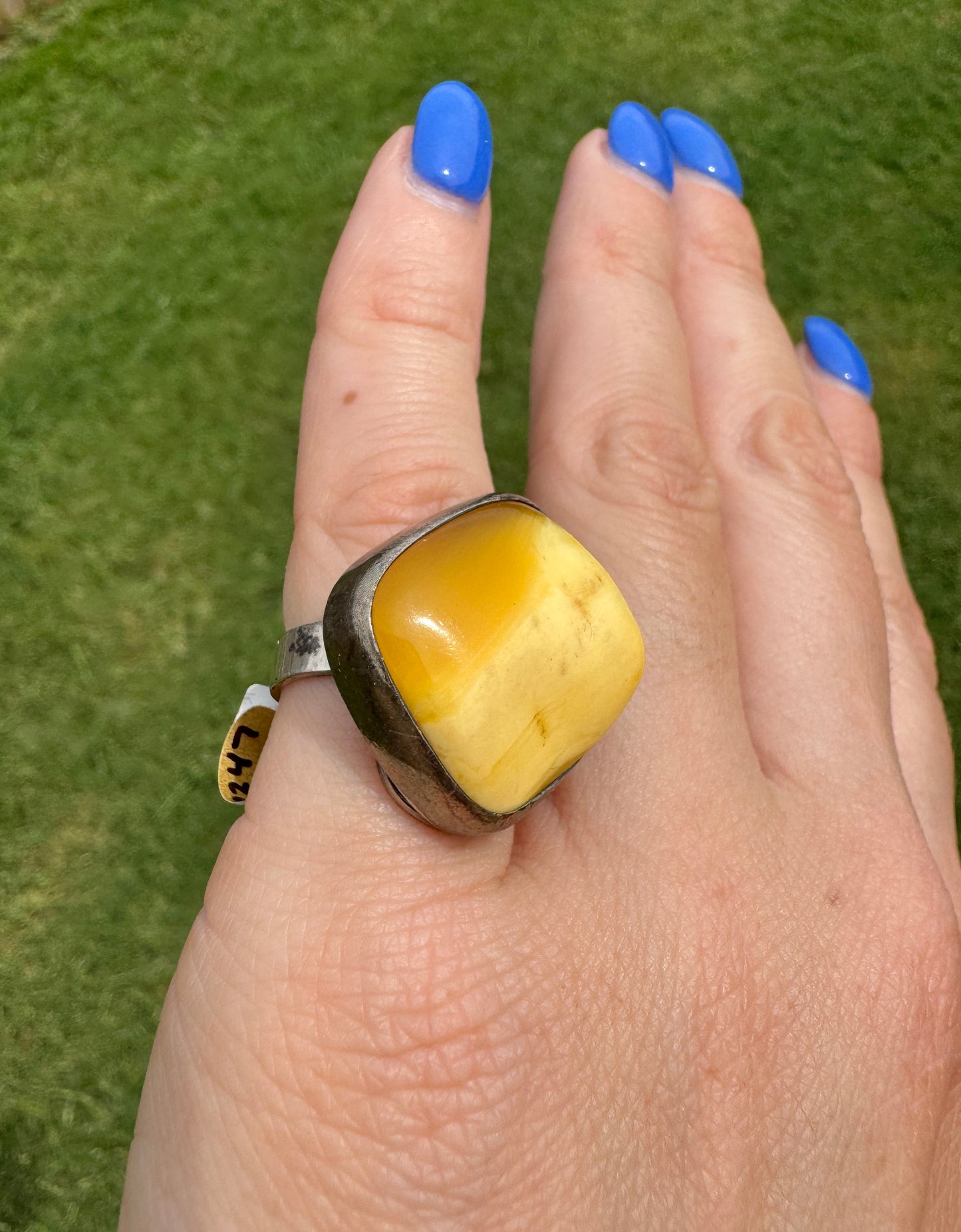 Vintage Sterling Agate Ring