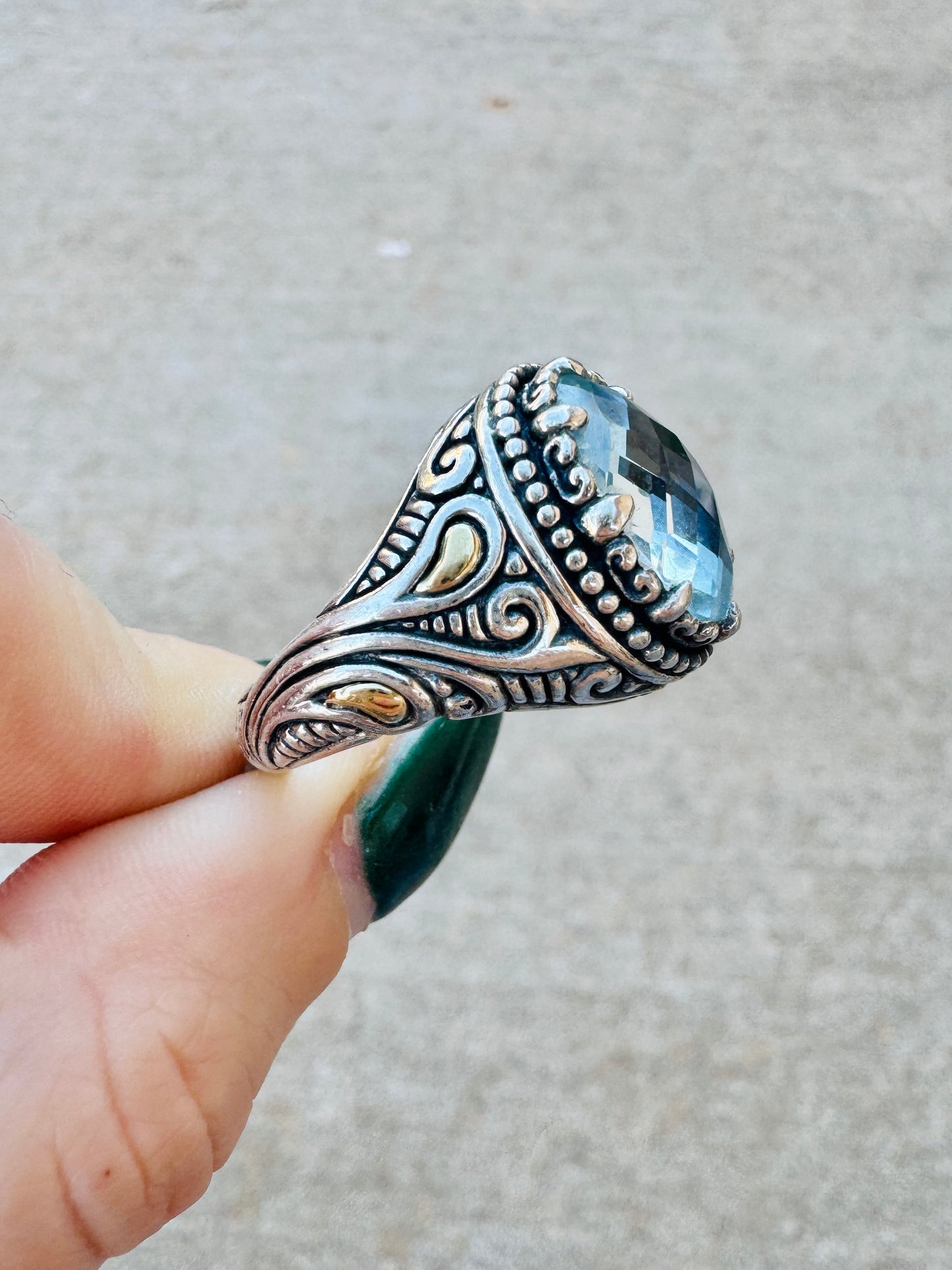 18k and Sterling Silver Blue Topaz Ring