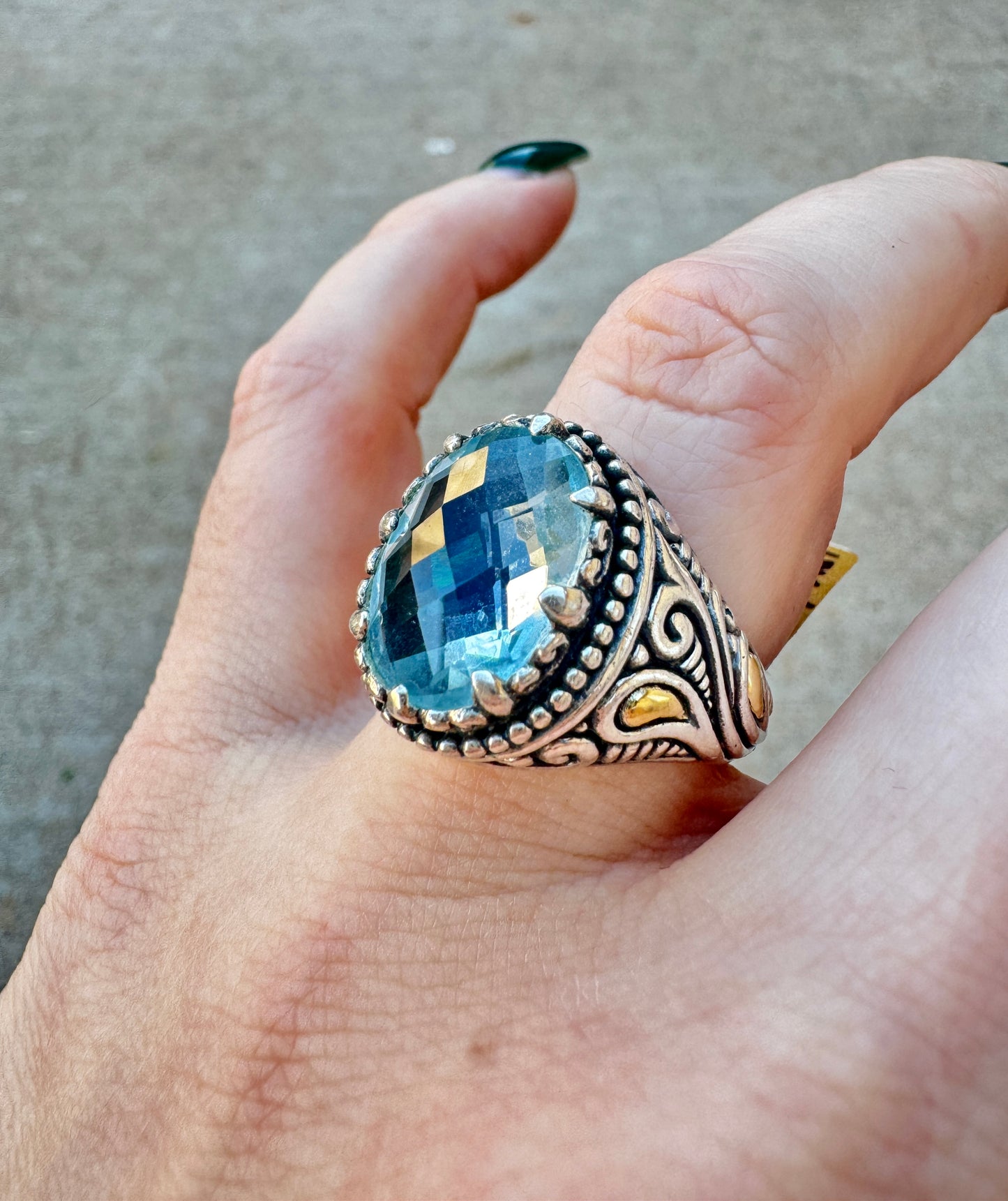 18k and Sterling Silver Blue Topaz Ring