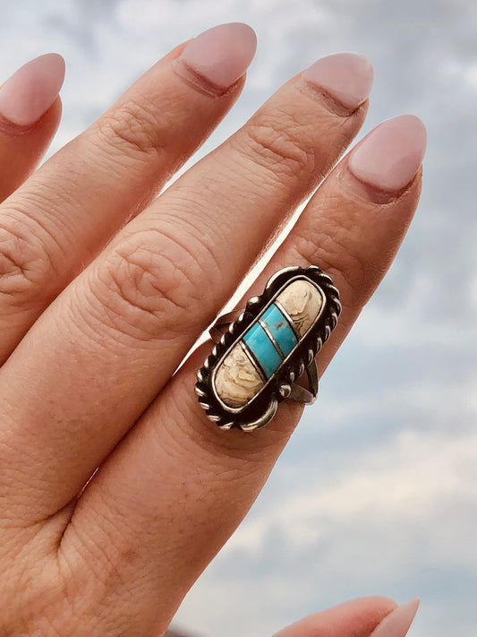 Sterling Turquoise and Jasper Ring