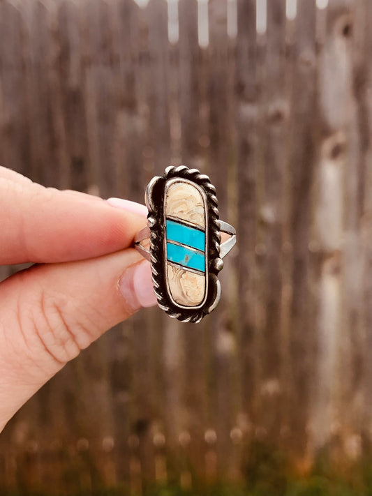 Sterling Turquoise and Jasper Ring