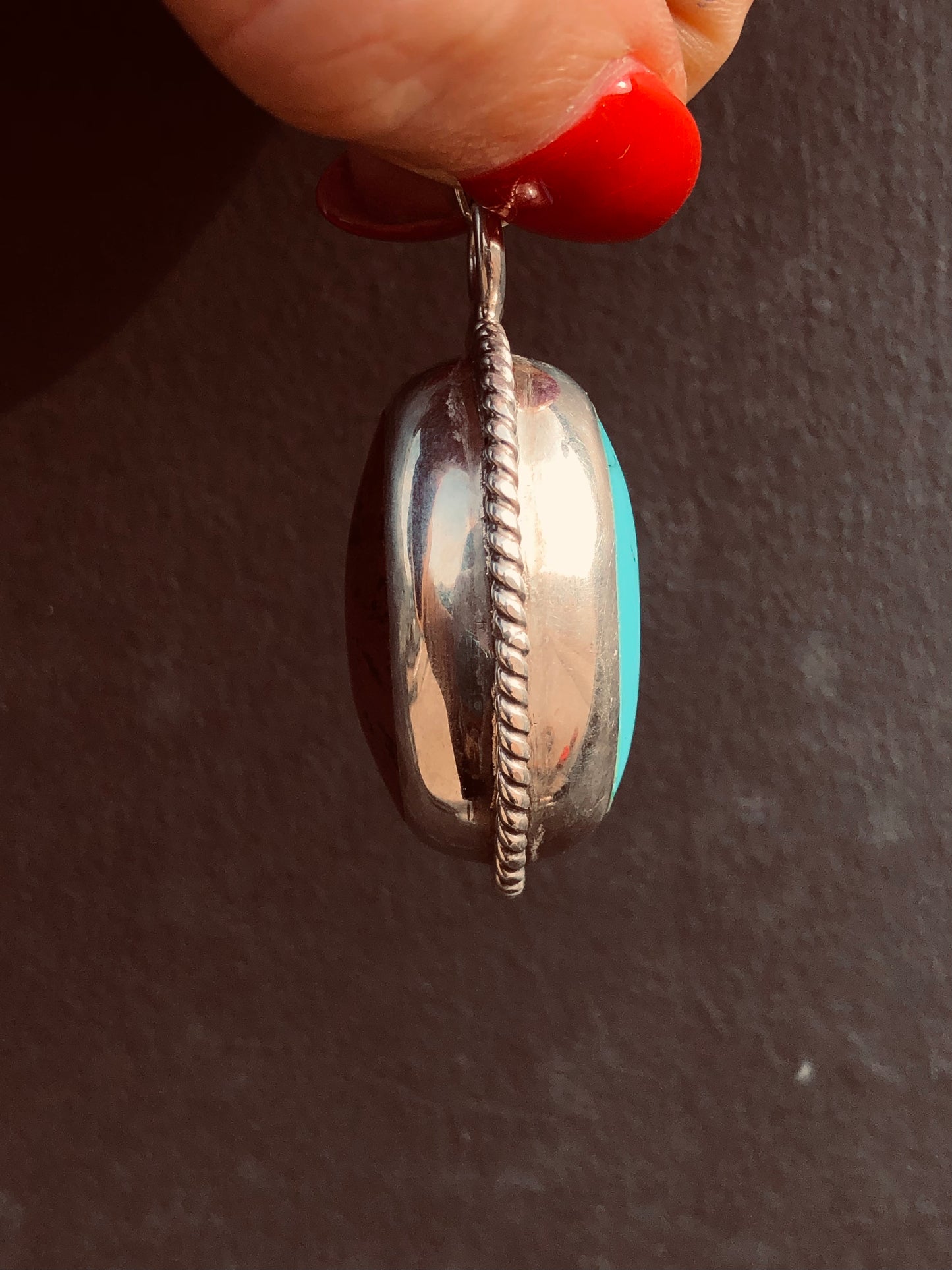Sterling Two-Sided Turquoise and Agate Pendant