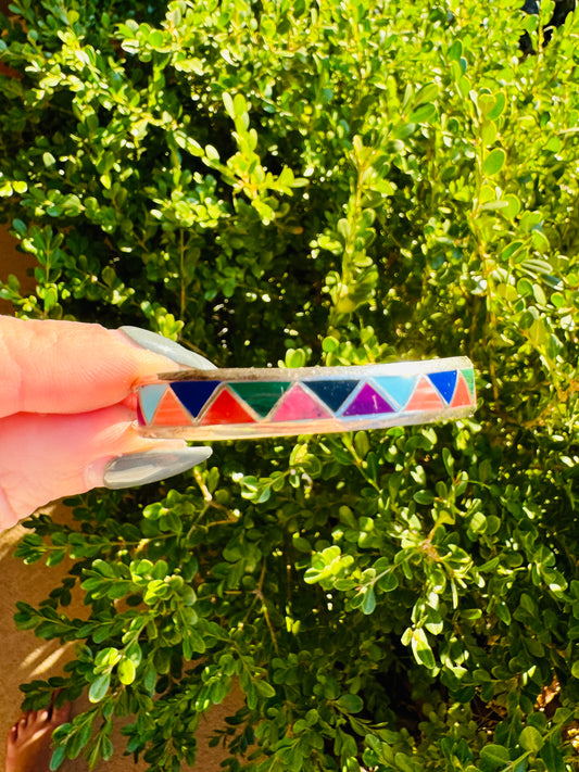 Vintage Multi-Color Inlay Cuff Bracelet