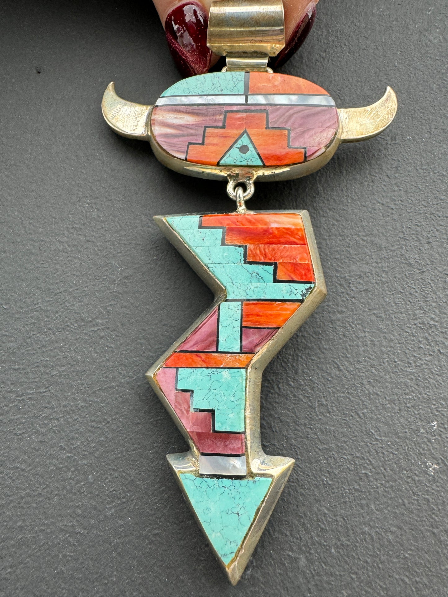 AMAZING Sterling Navajo Handmade and signed Alvin Yellowhorse Creations Pendant