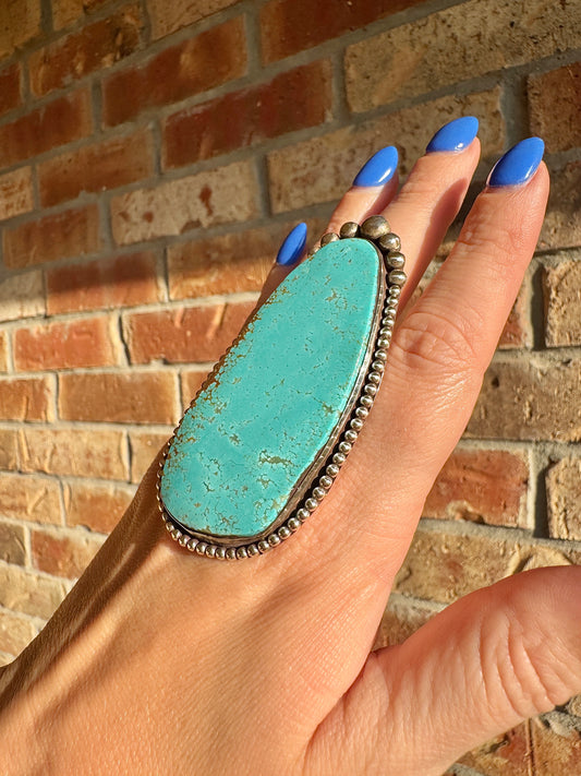 AMAZING Large Sterling Silver Turquoise Slab Ring