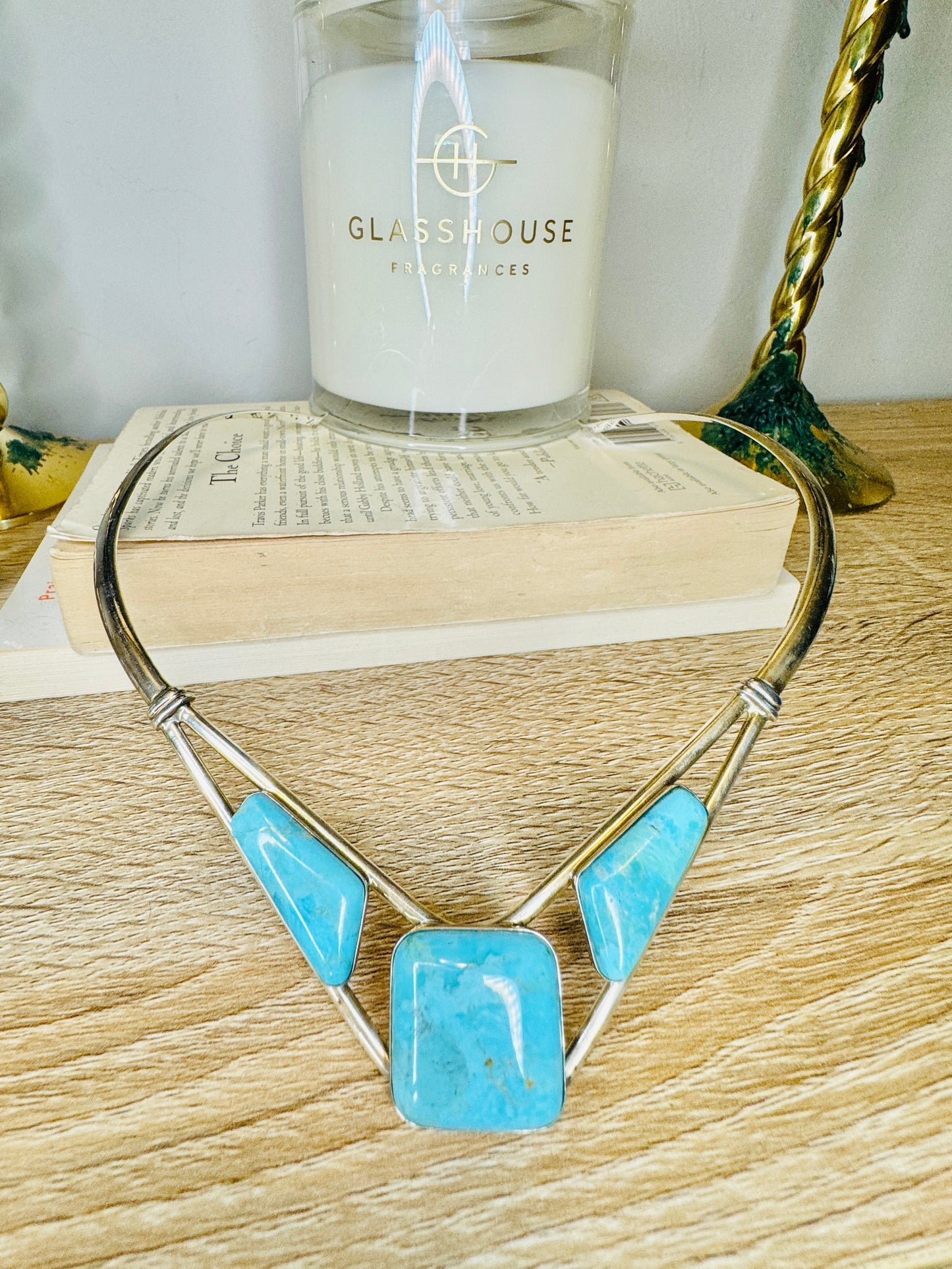 Sterling Silver Turquoise Neck Cuff Necklace