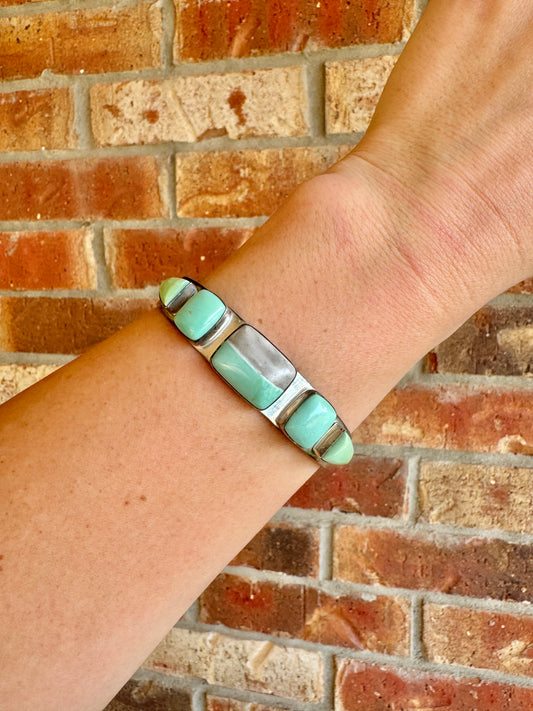 Sterling Silver Green Turquoise Cuff Bracelet