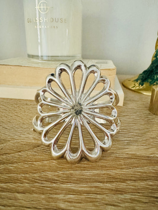 Sterling Silver Flower Cuff Bracelet