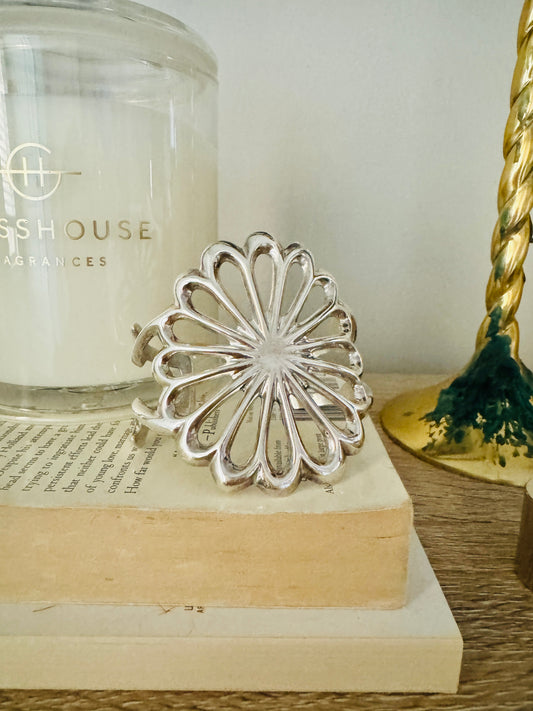 Sterling Silver Flower Cuff Bracelet