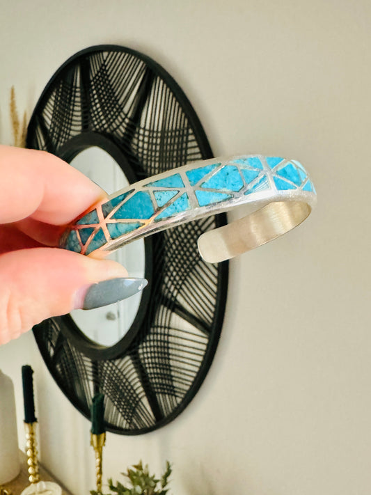 Sterling Silver Turquoise Inlay Cuff Bracelet