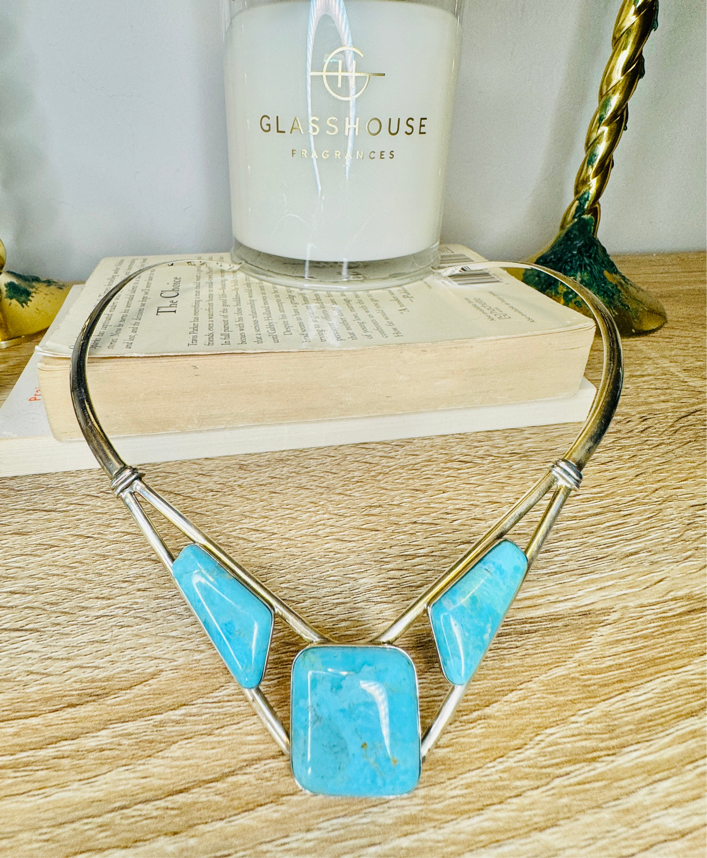 Sterling Silver Turquoise Neck Cuff Necklace