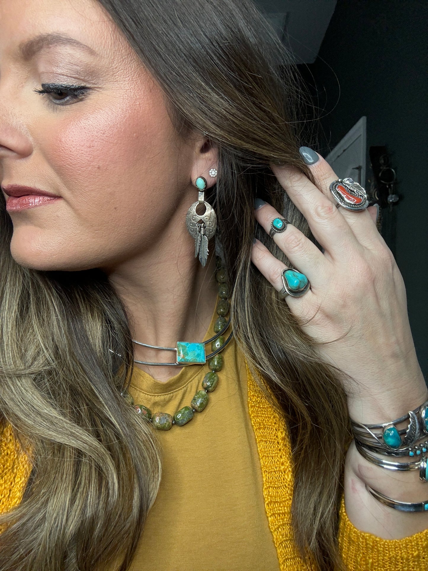 Sterling Silver Turquoise Cuff Necklace