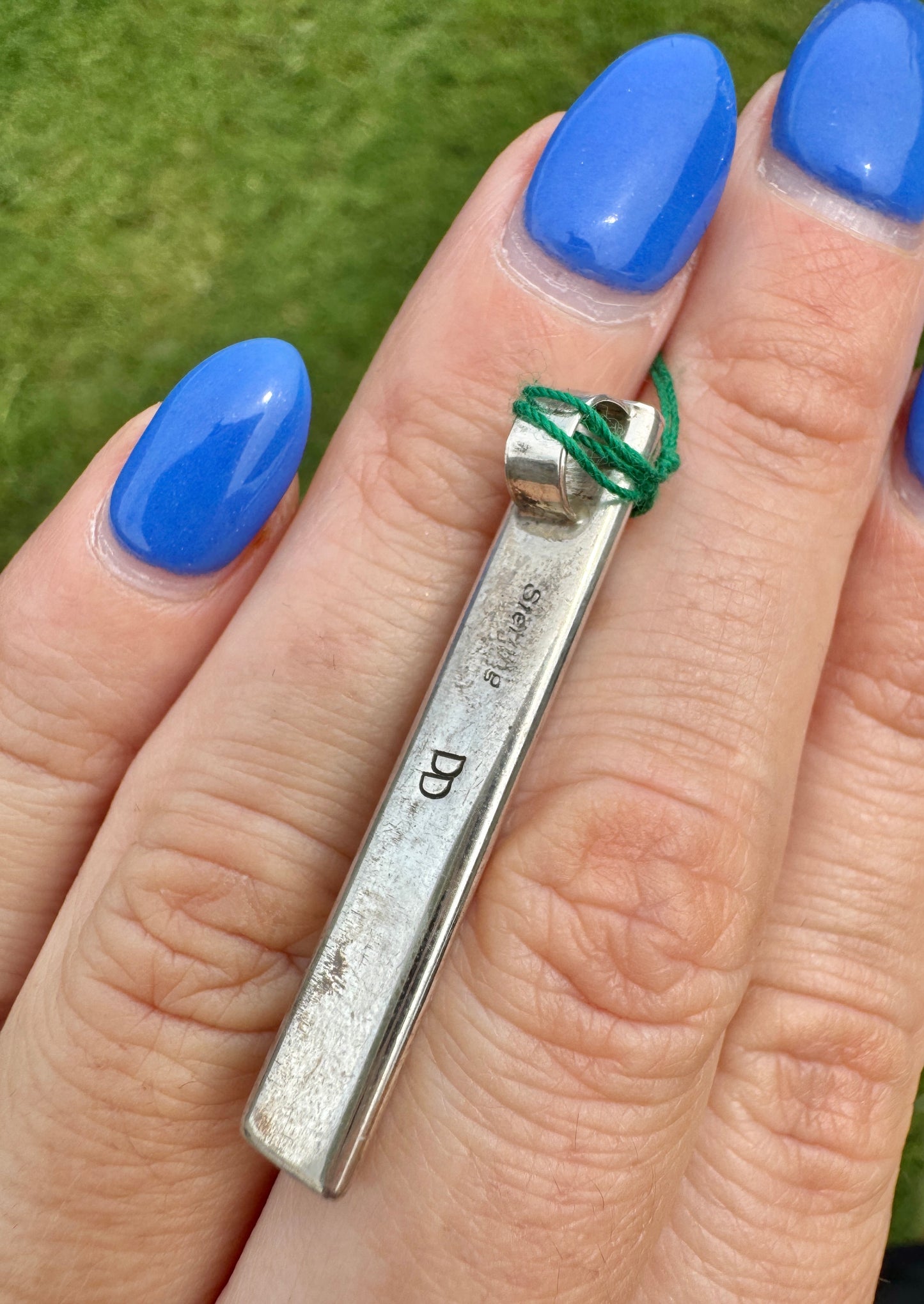 Vintage Sterling Silver Signed Turquoise Pendant