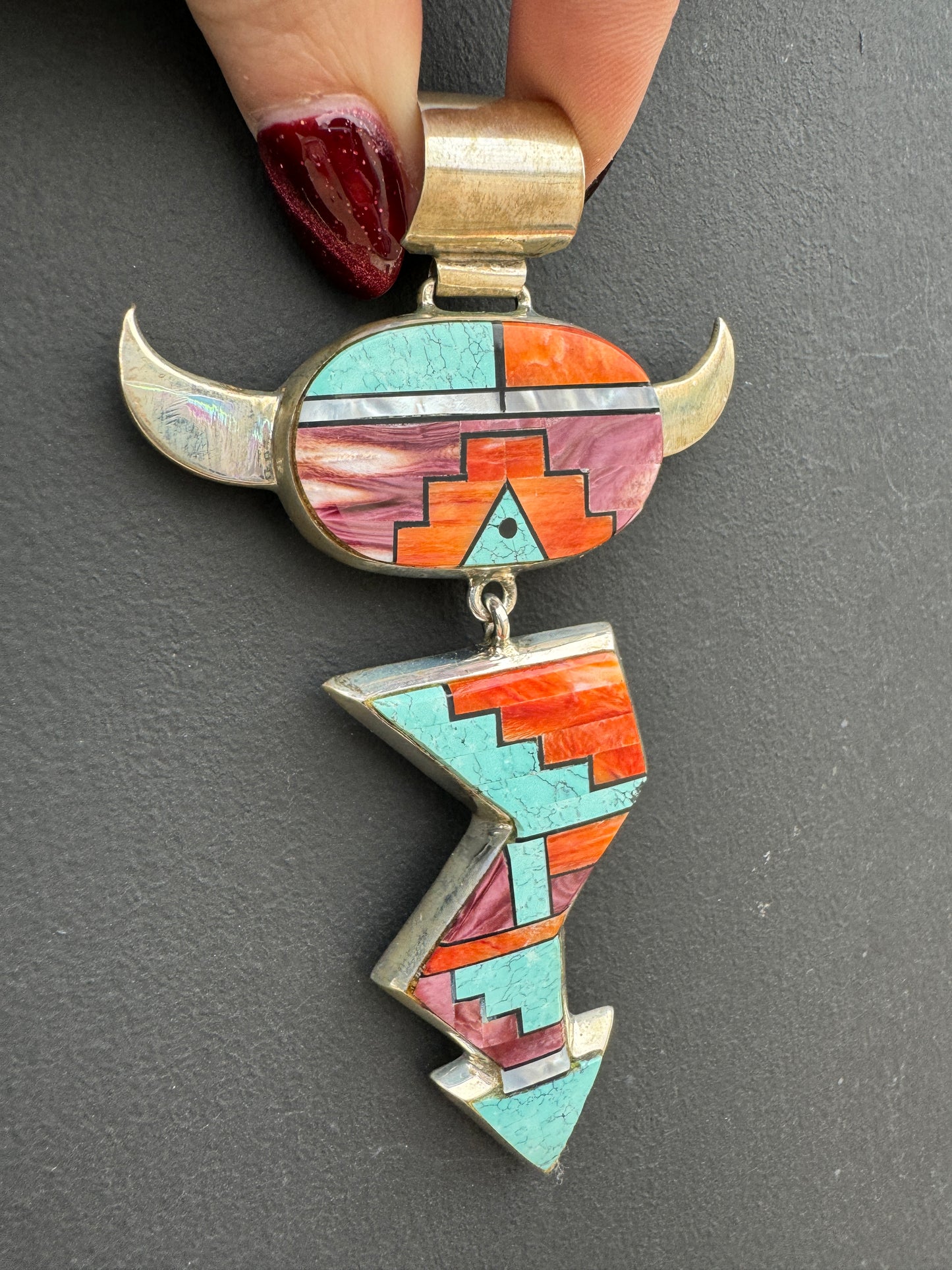 AMAZING Sterling Navajo Handmade and signed Alvin Yellowhorse Creations Pendant