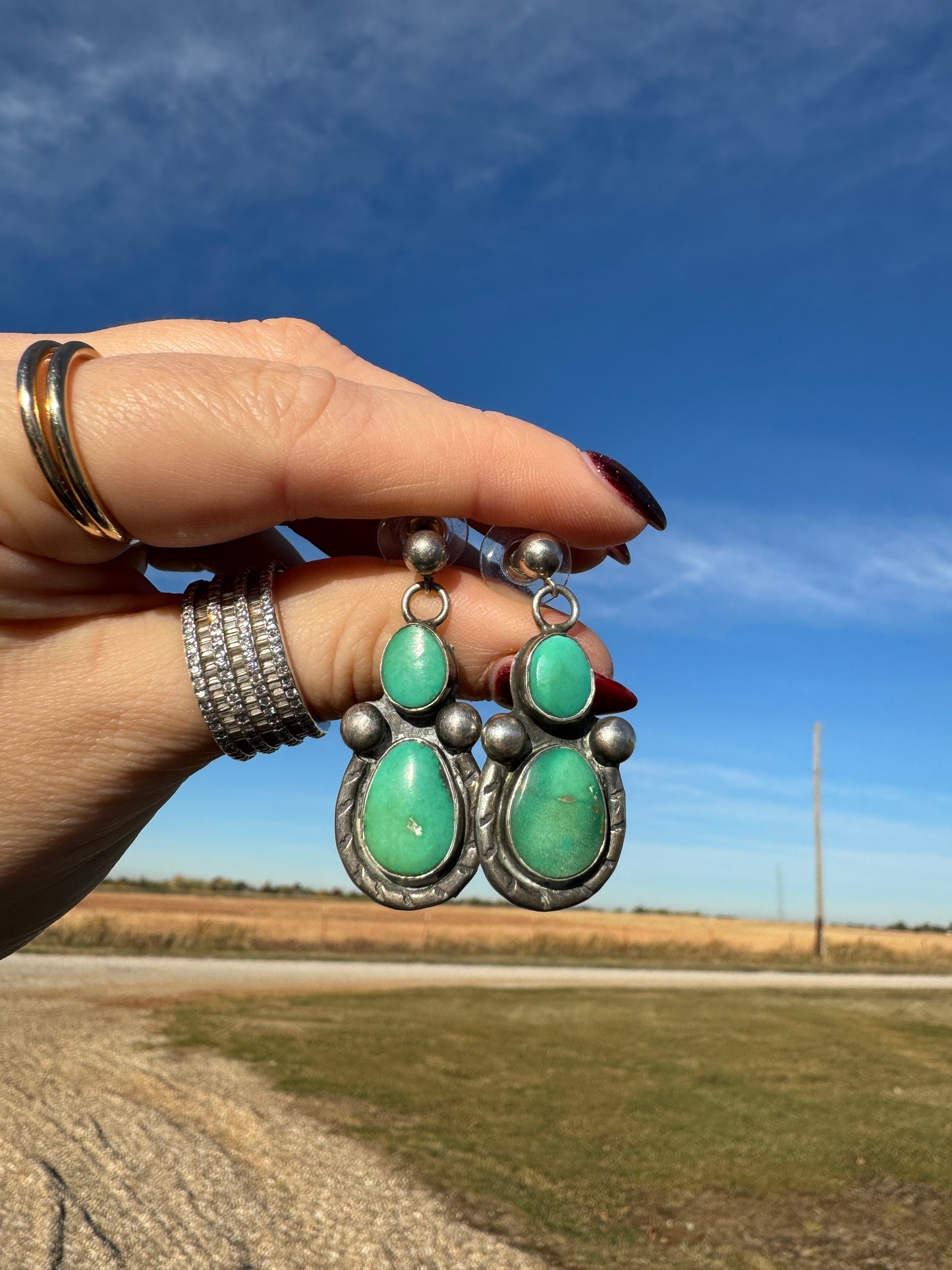 Vintage Sterling Turquoise Dangle Earrings