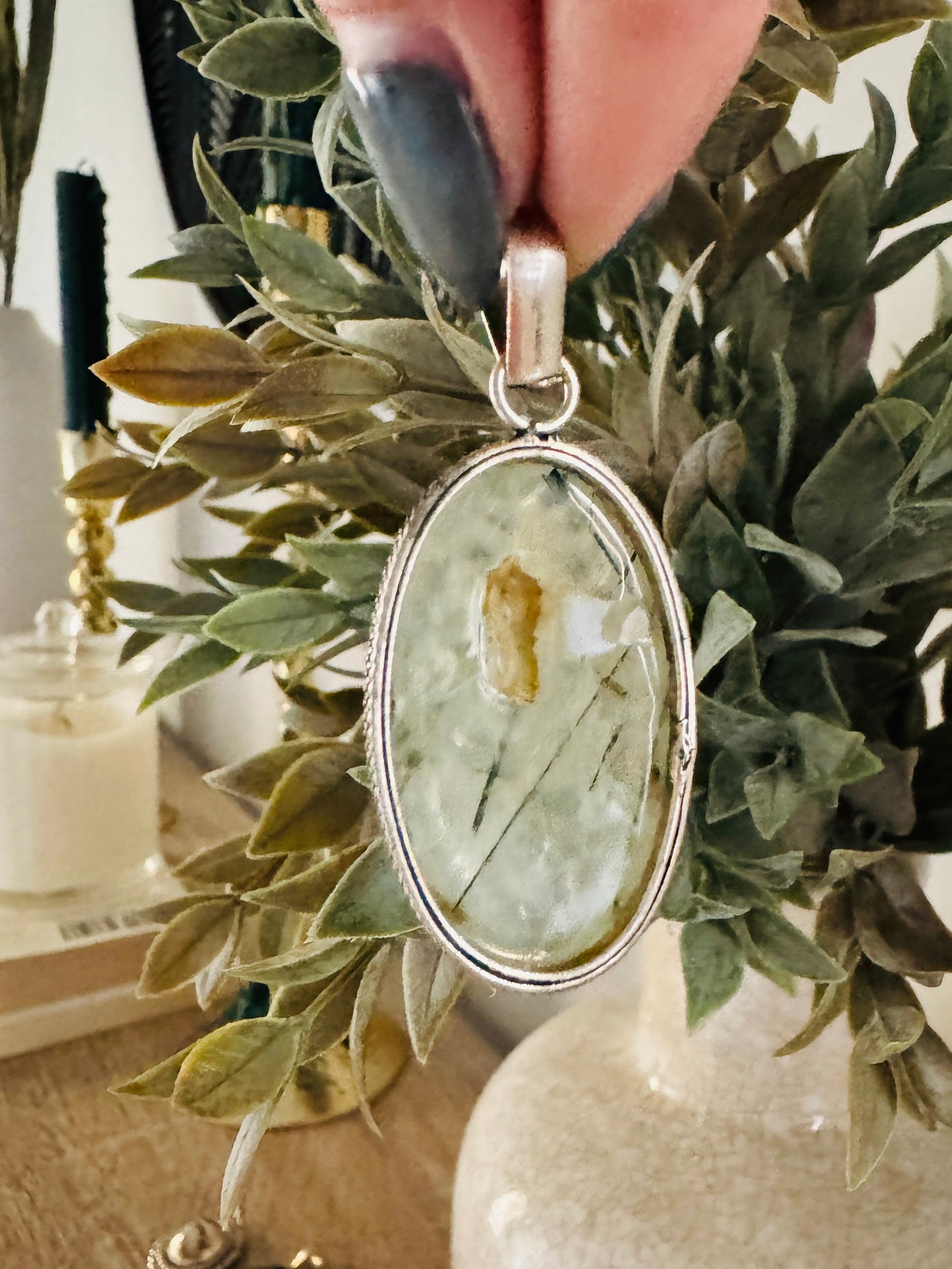 Sterling Silver Moss Agate Pendant