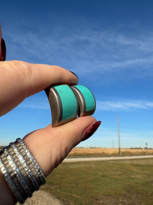 Sterling Inlay Turquoise Stud Earrings