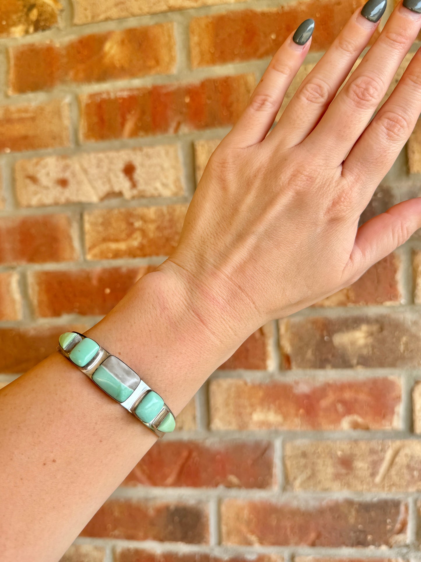 Sterling Silver Green Turquoise Cuff Bracelet