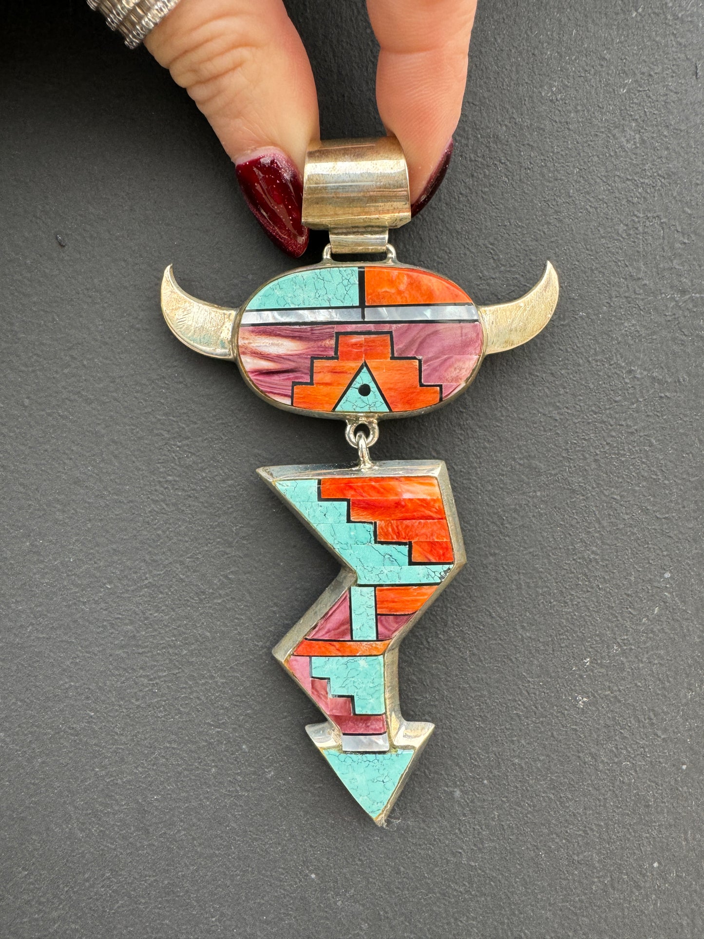 AMAZING Sterling Navajo Handmade and signed Alvin Yellowhorse Creations Pendant