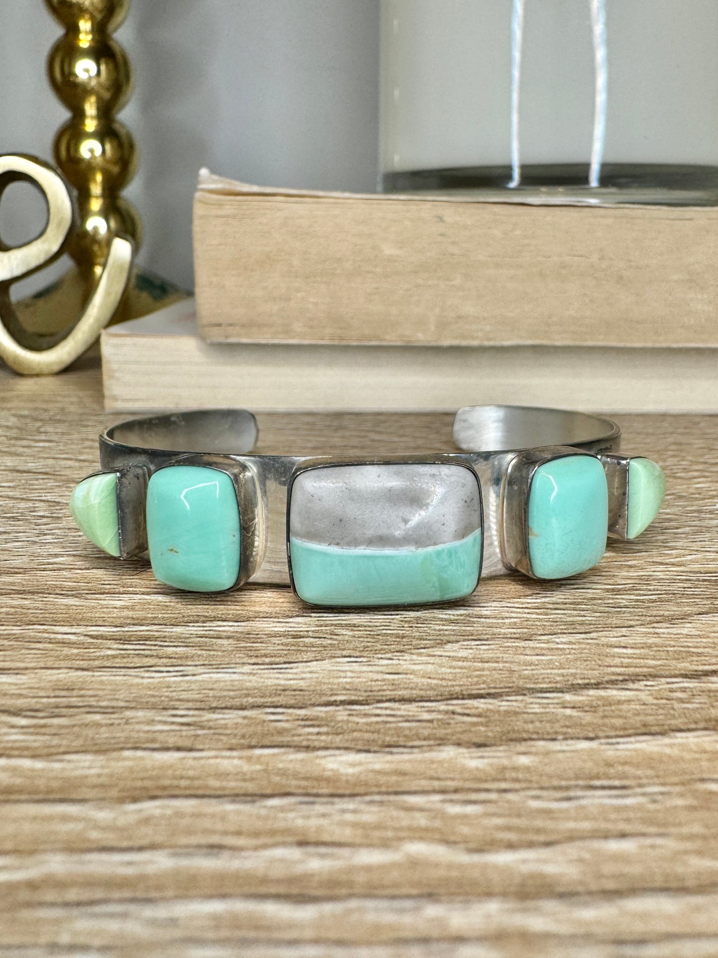 Sterling Silver Green Turquoise Cuff Bracelet