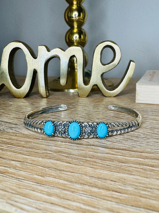 Sterling Silver Sleeping Beauty Turquoise Cuff Bracelet