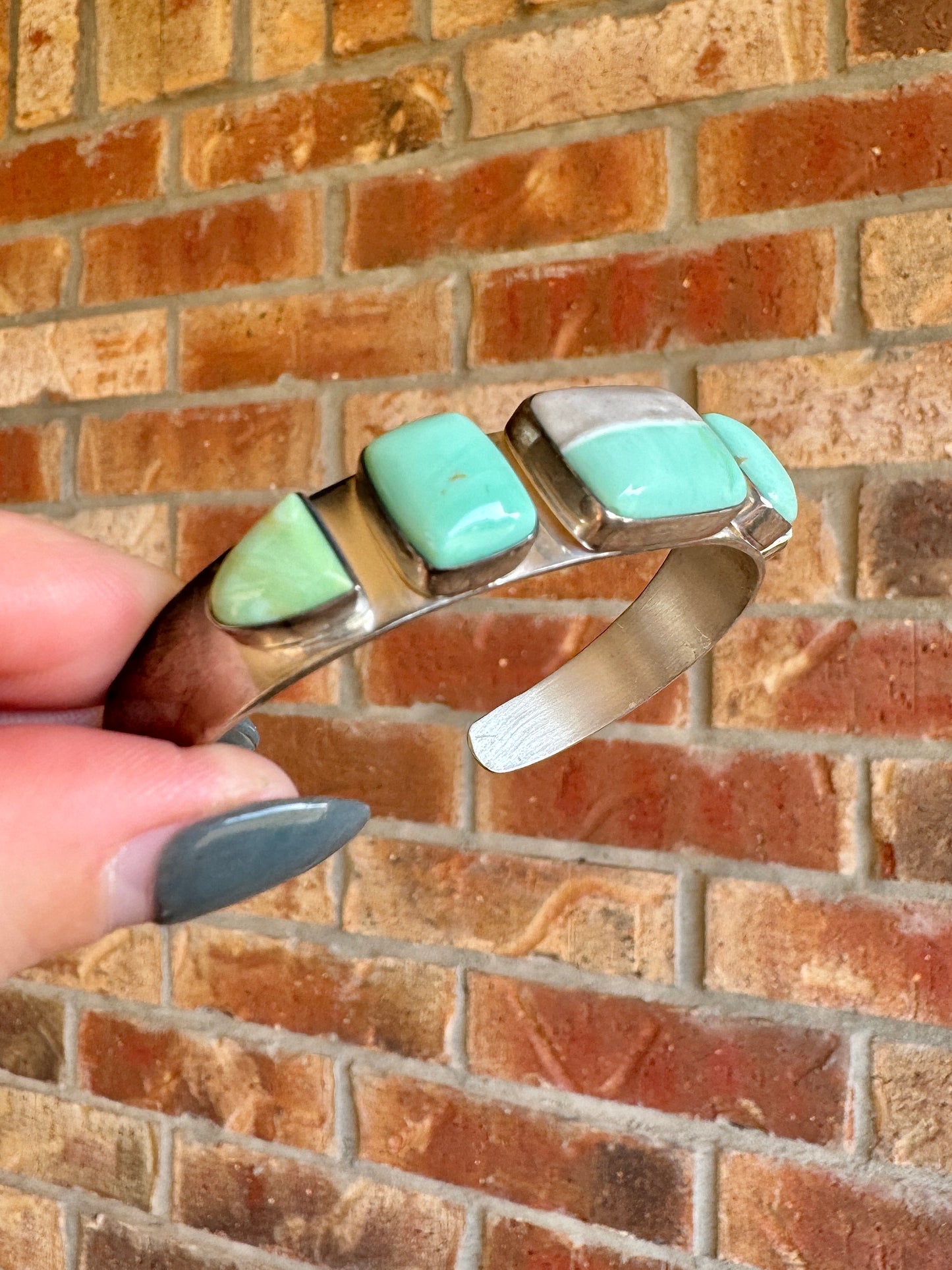 Sterling Silver Green Turquoise Cuff Bracelet