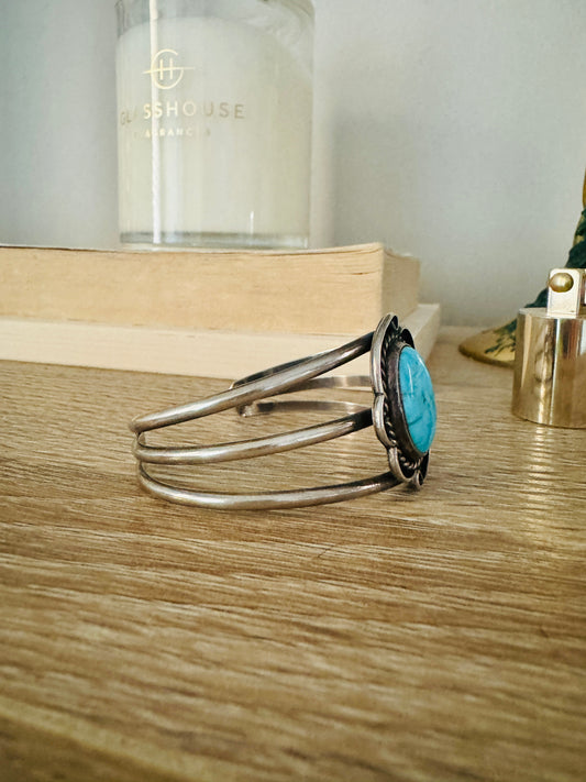 Vintage Sterling Silver Turquoise Cuff Bracelet