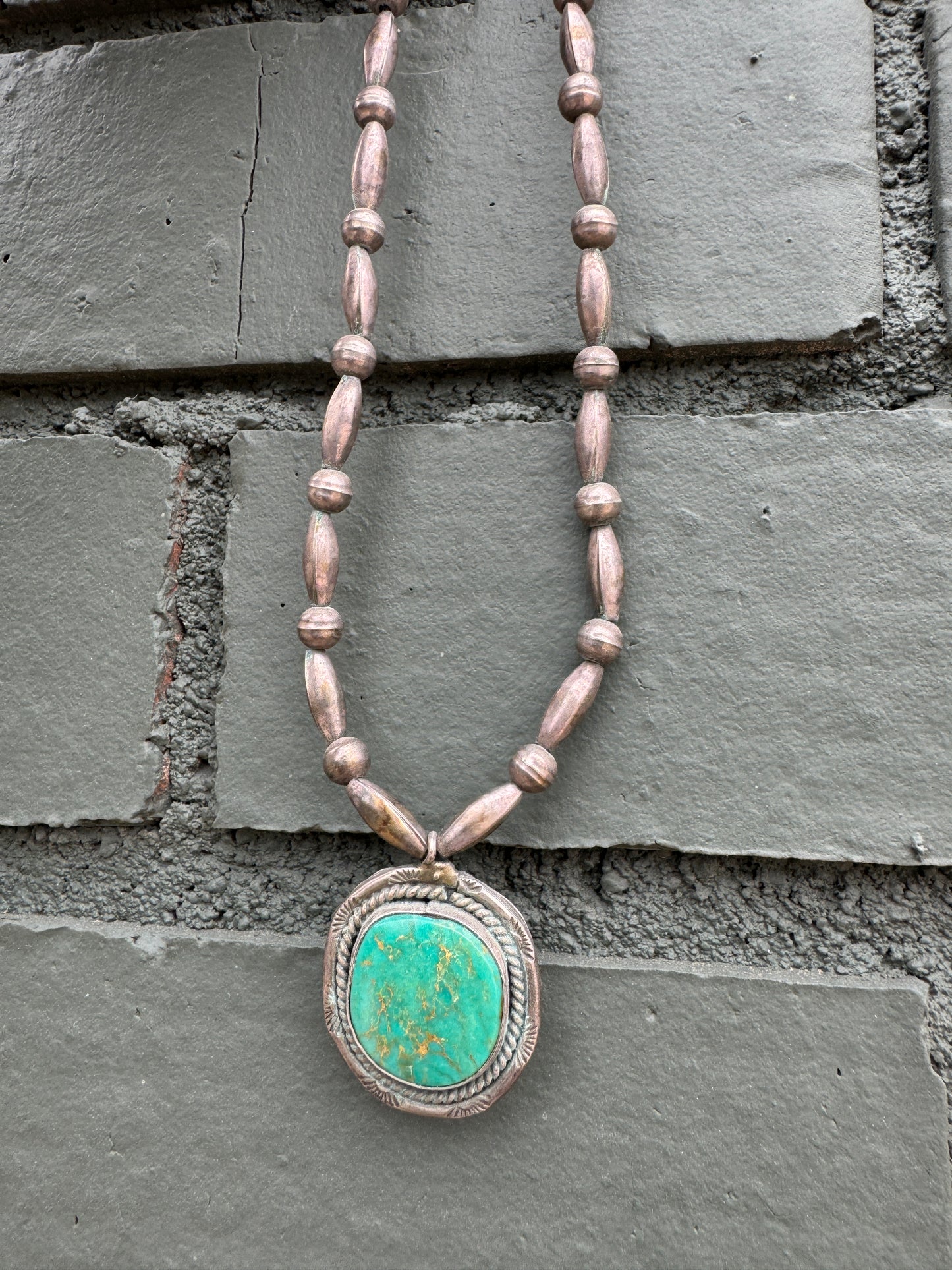 Vintage Navajo Pearl Turquoise Necklace