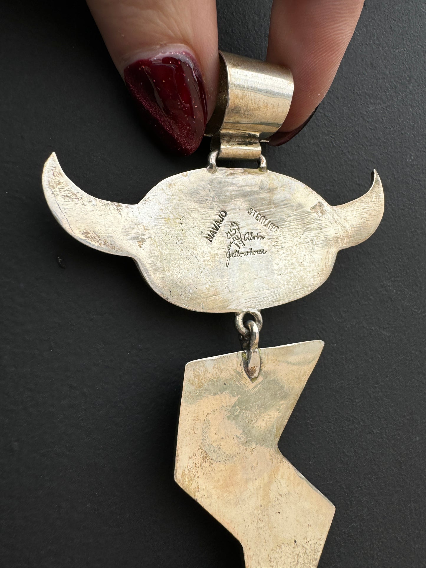 AMAZING Sterling Navajo Handmade and signed Alvin Yellowhorse Creations Pendant