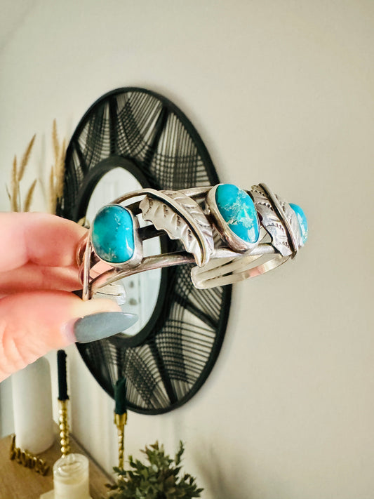 Vintage Sterling Silver Turquoise Cuff Bracelet