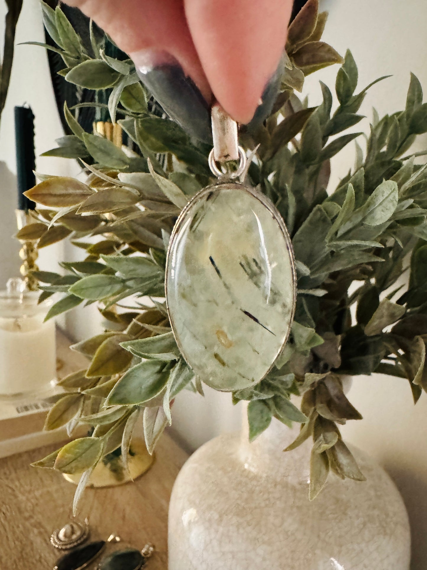 Sterling Silver Moss Agate Pendant