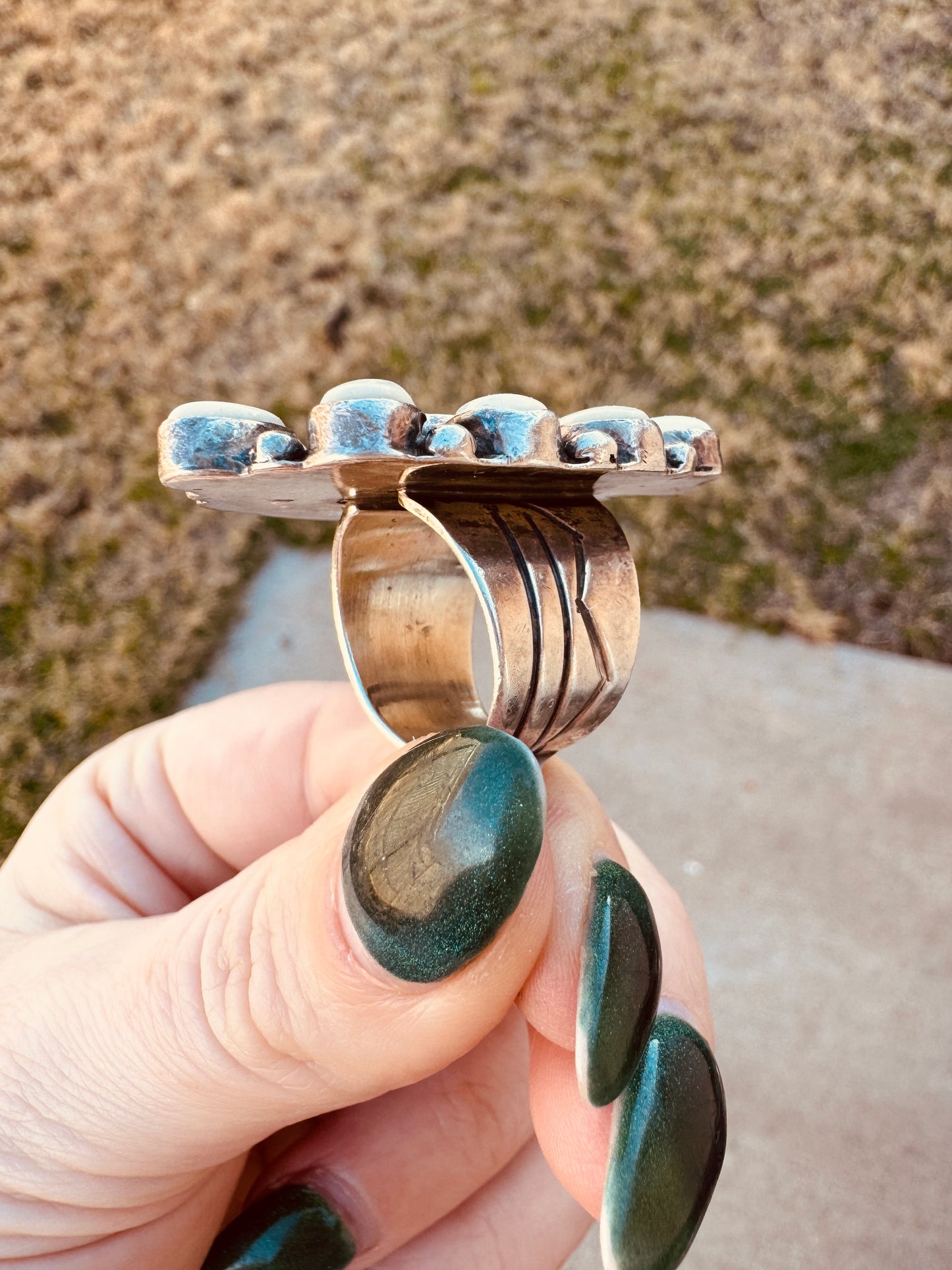 Sterling Silver Mother of Pearl and Spiny Ouster Ring