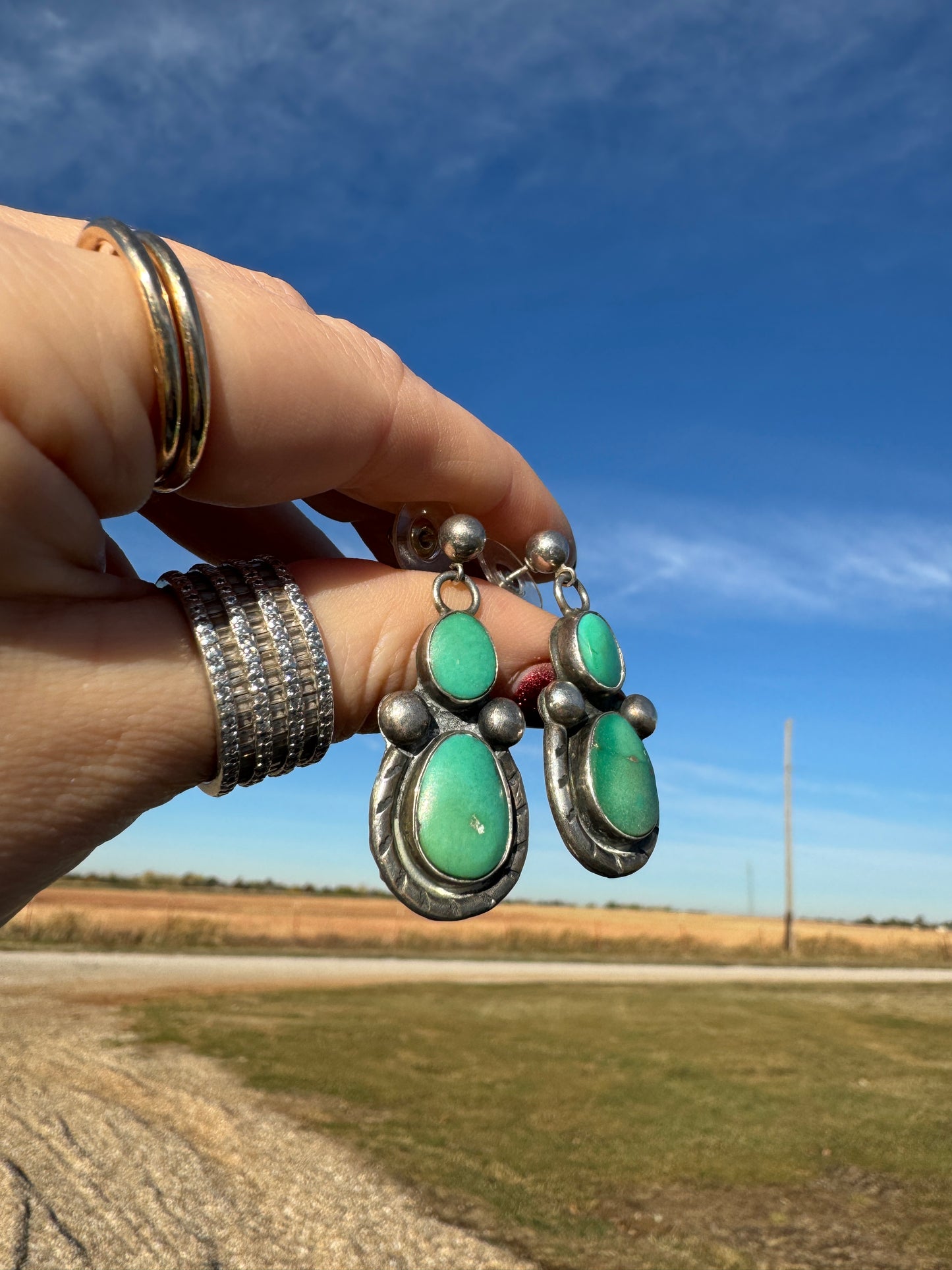 Vintage Sterling Turquoise Dangle Earrings