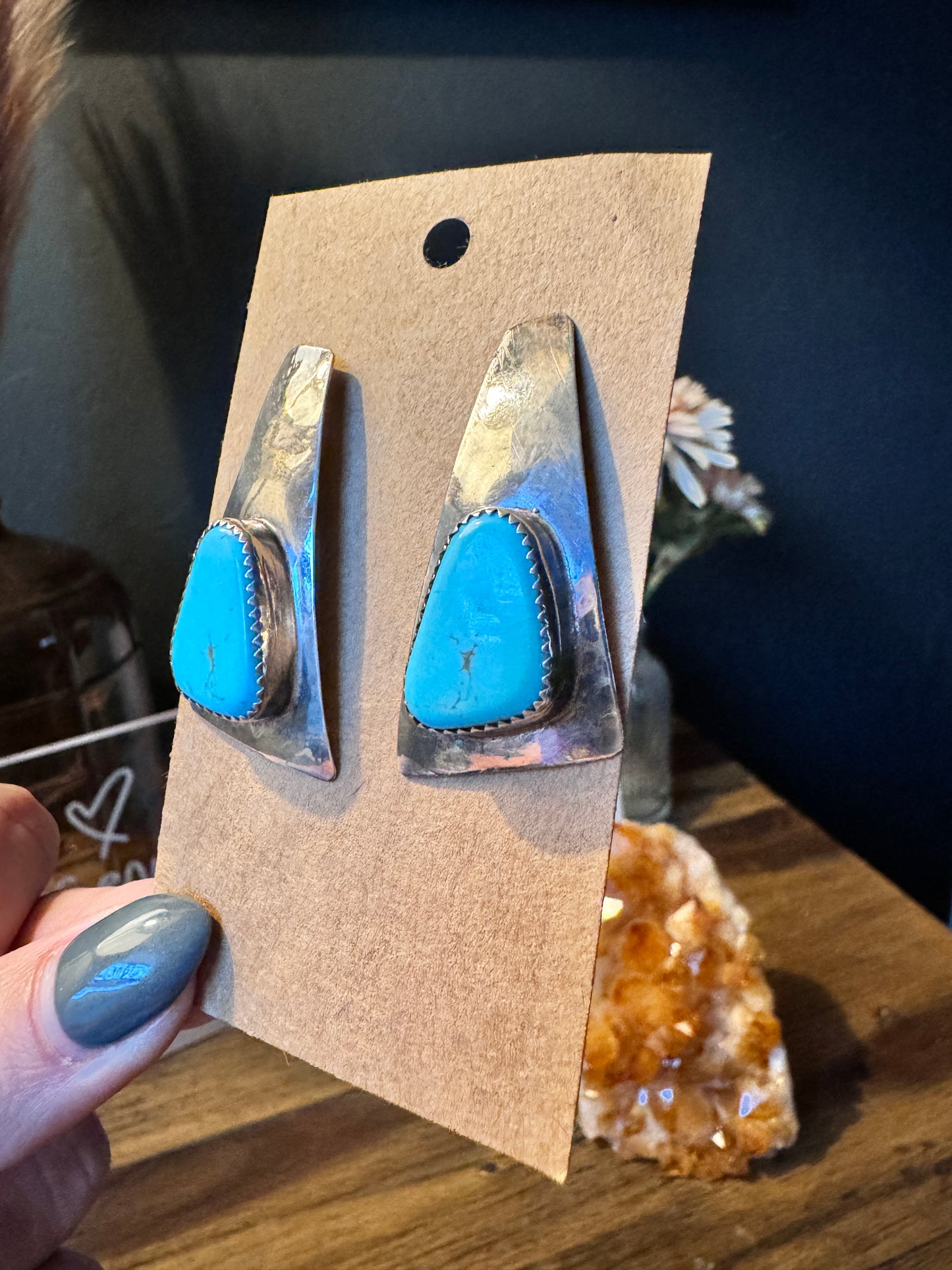 Signed Sterling Turquoise Earrings