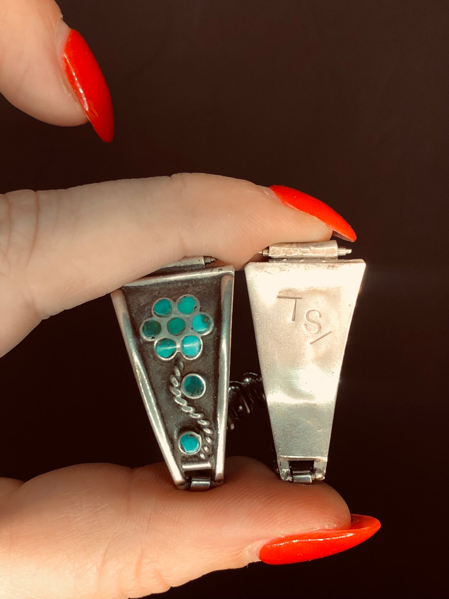 Vintage Sterling Signed Turquoise Watch Band