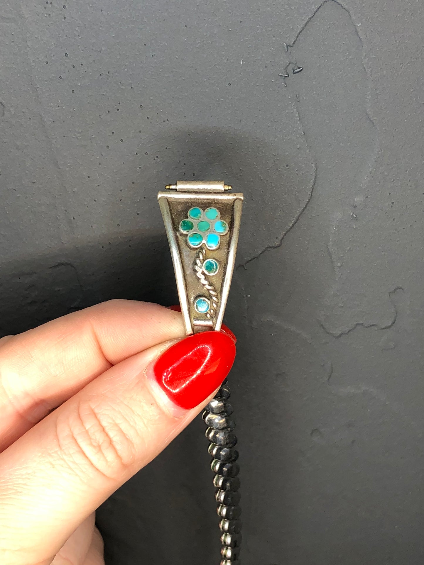 Vintage Sterling Signed Turquoise Watch Band