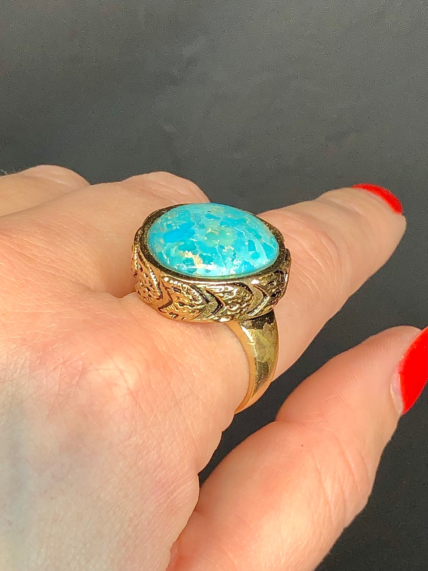 Barse Turquoise Gold Plated Ring