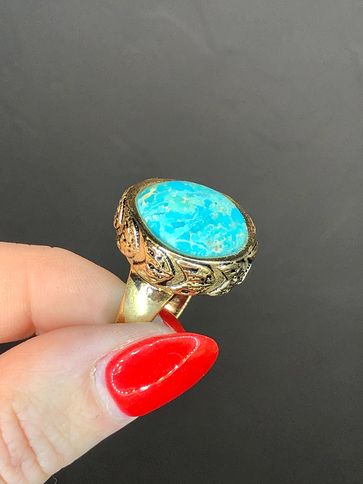 Barse Turquoise Gold Plated Ring