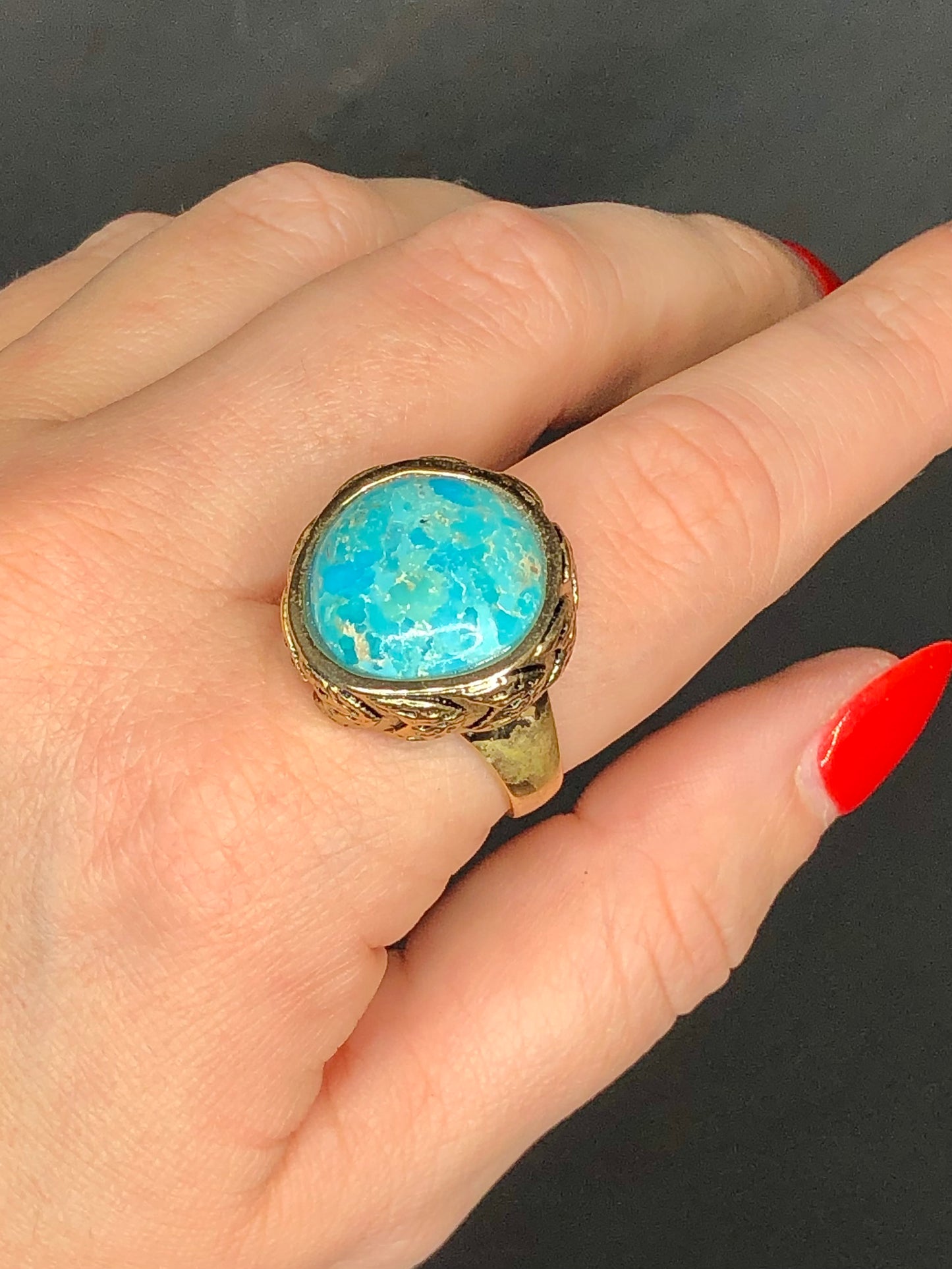 Barse Turquoise Gold Plated Ring